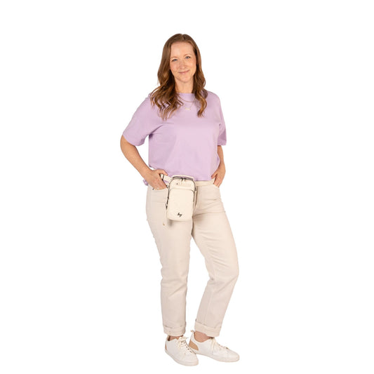 Lug Skeeter Mini Bridge Satin Luxe VL convertible crossbody bag in dark satin with adjustable strap and sleek design.