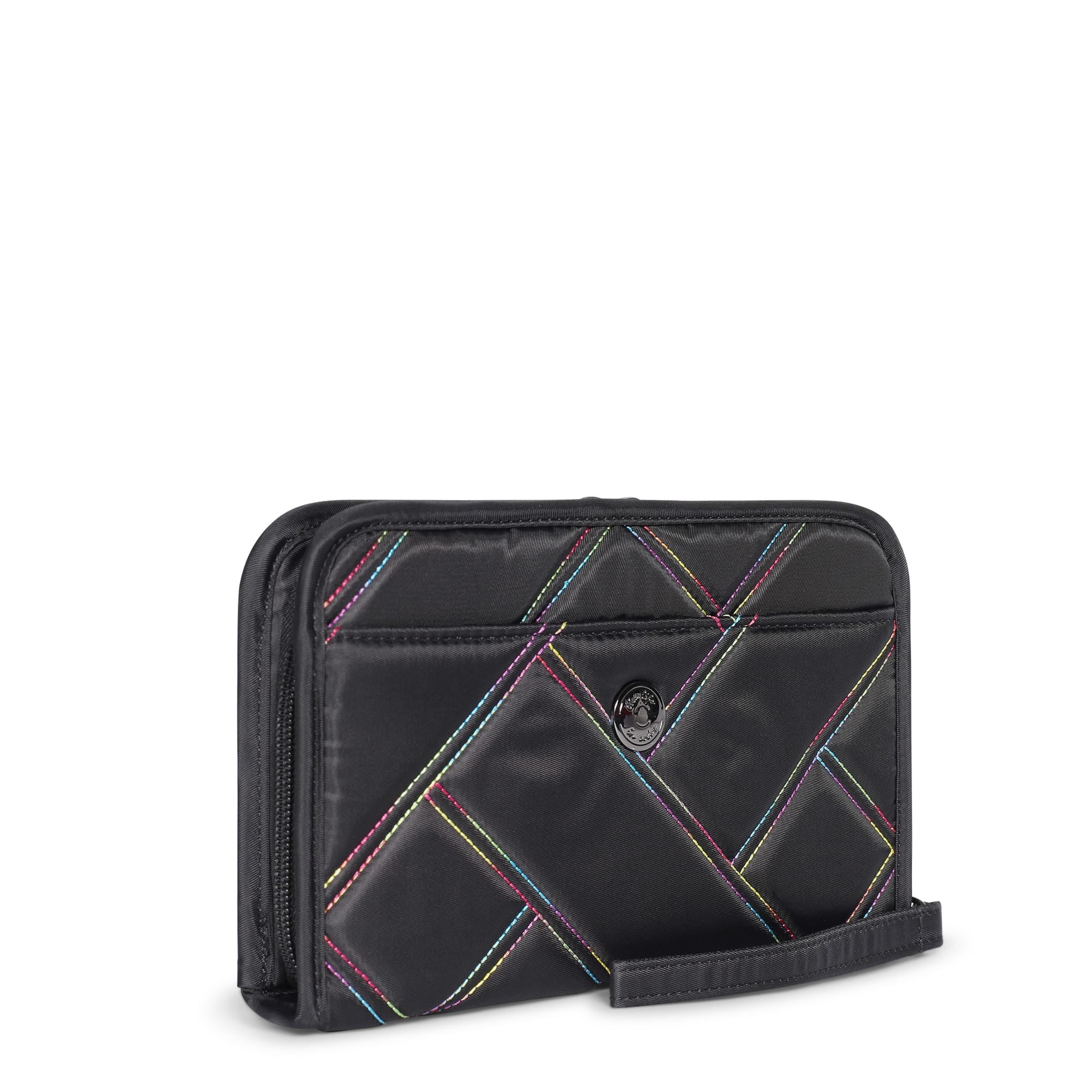 Zeppelin RFID Wristlet Wallet - BLACK RAINBOW STITCH - zeppelin_BlackRainbowQuilt_02