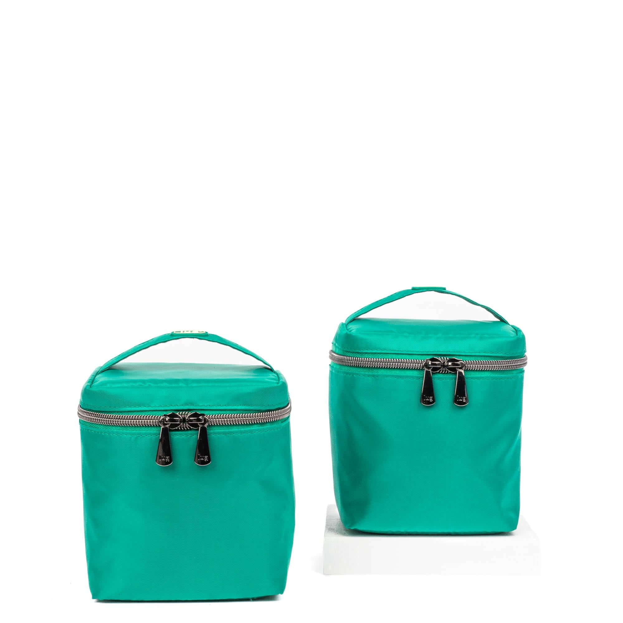 Box Top Cosmetic Case 2pc Set - KELLY GREEN - 2BoxTopPouches_KellyGreen_01