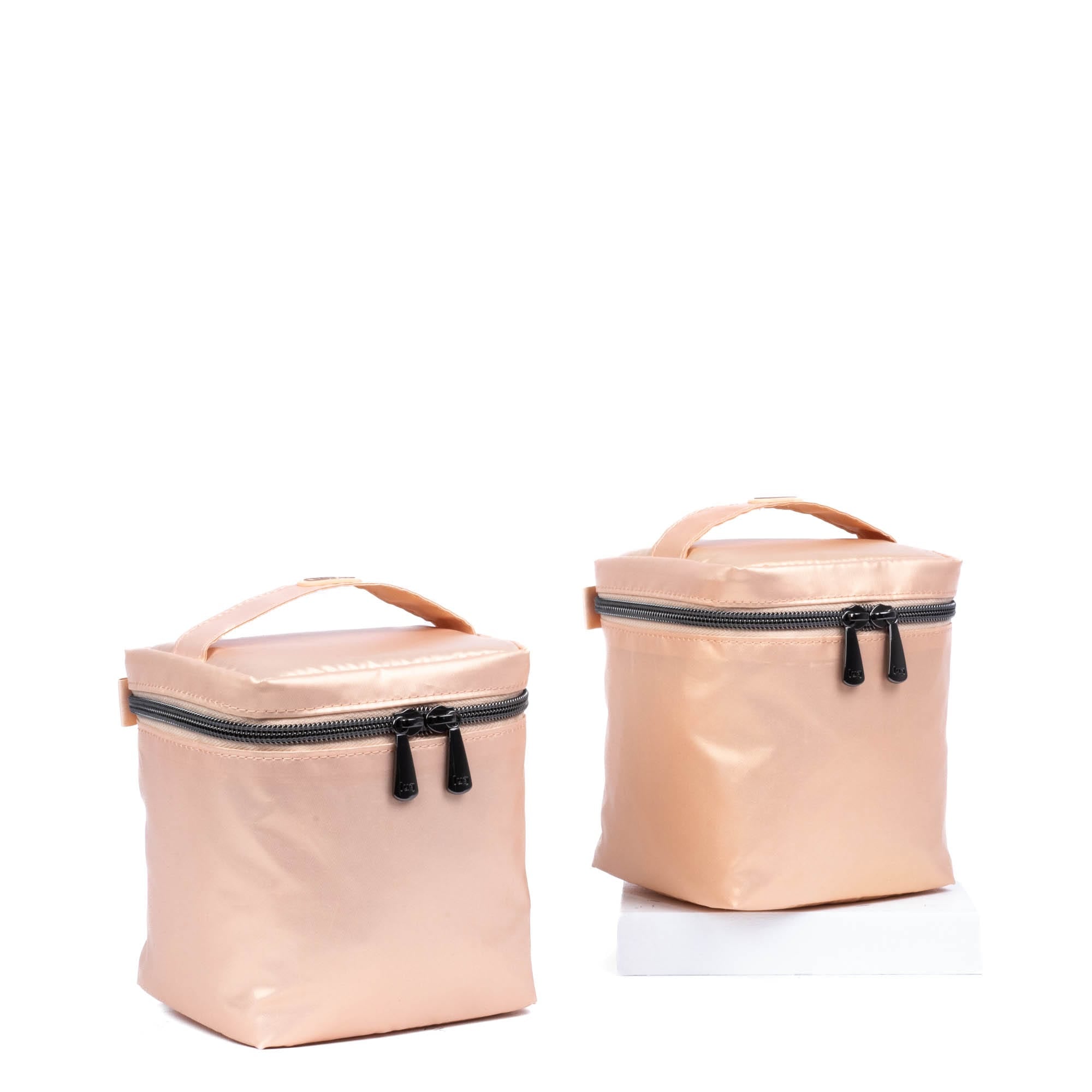 Box Top Cosmetic Case 2pc Set - METALLIC ROSE GOLD - 2BoxTopPouches_MetallicRoseGold_02