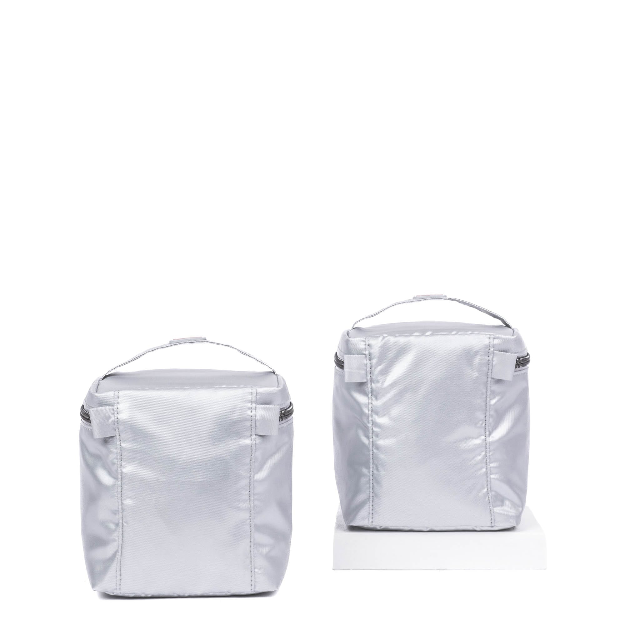 Box Top Cosmetic Case 2pc Set - METALLIC SILVER - 2BoxTopPouches_MetallicSilver_04