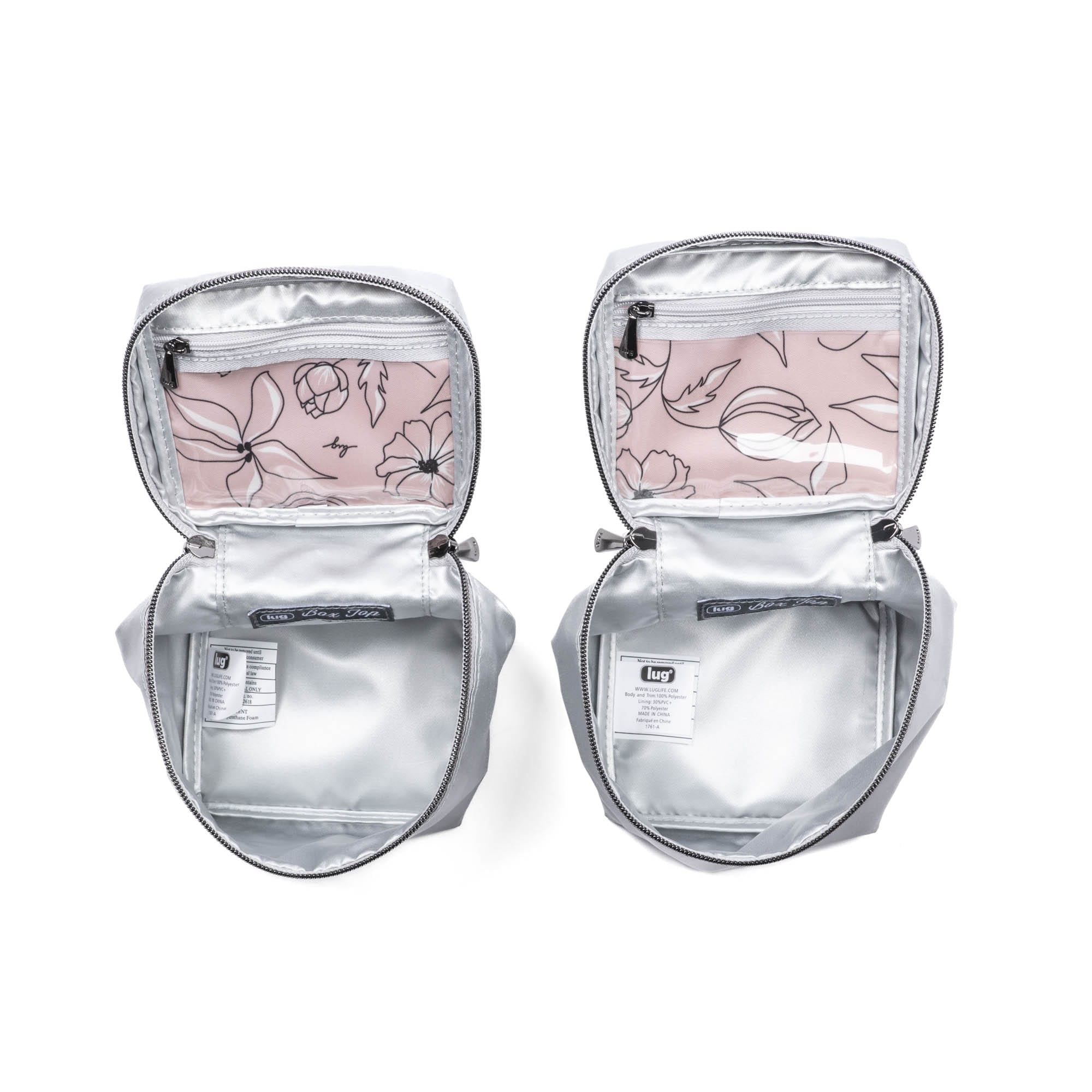 Box Top Cosmetic Case 2pc Set - METALLIC SILVER - 2BoxTopPouches_MetallicSilver_05