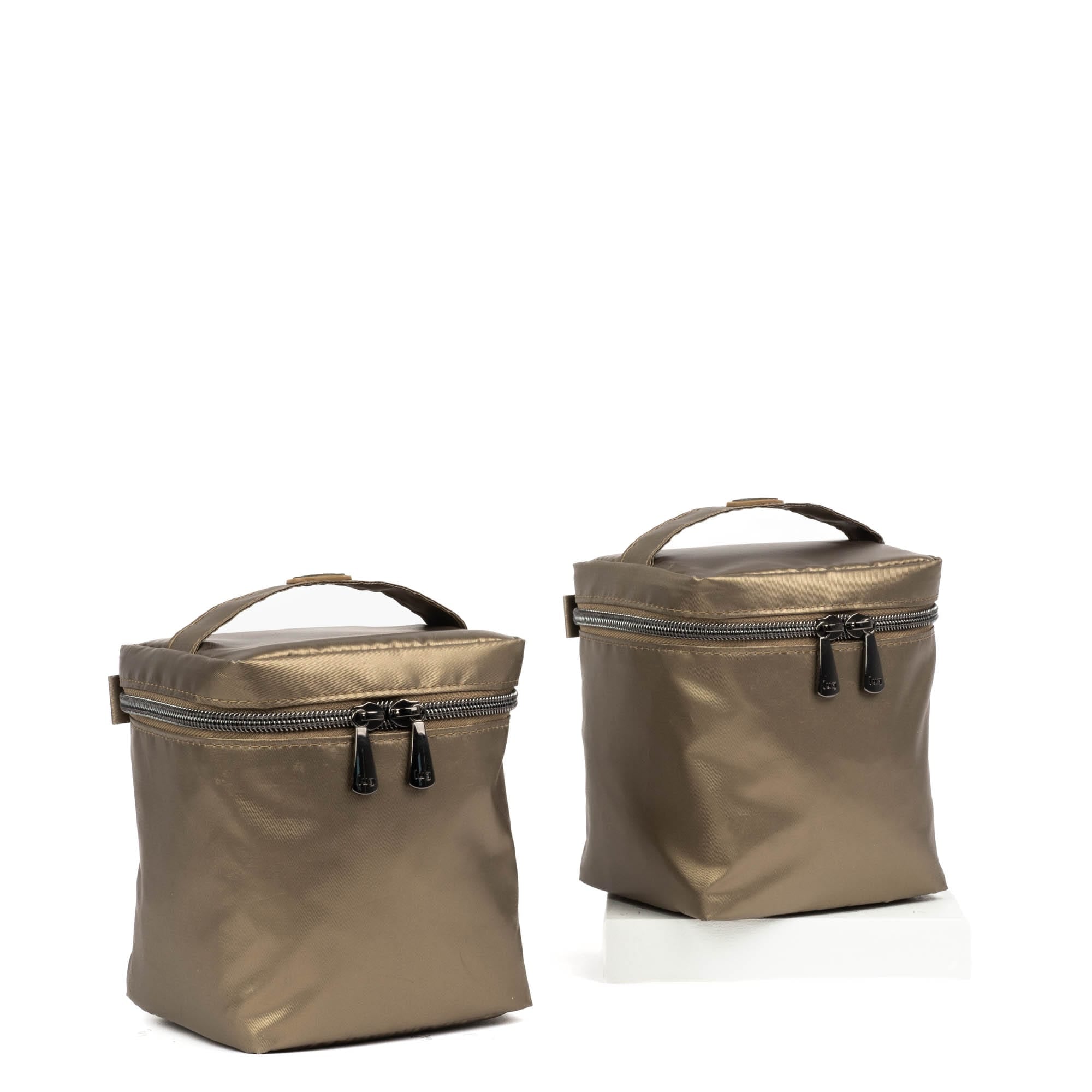 Box Top Cosmetic Case 2pc Set - METALLIC WALNUT - 2BoxTopPouches_MetallicWalnut_02