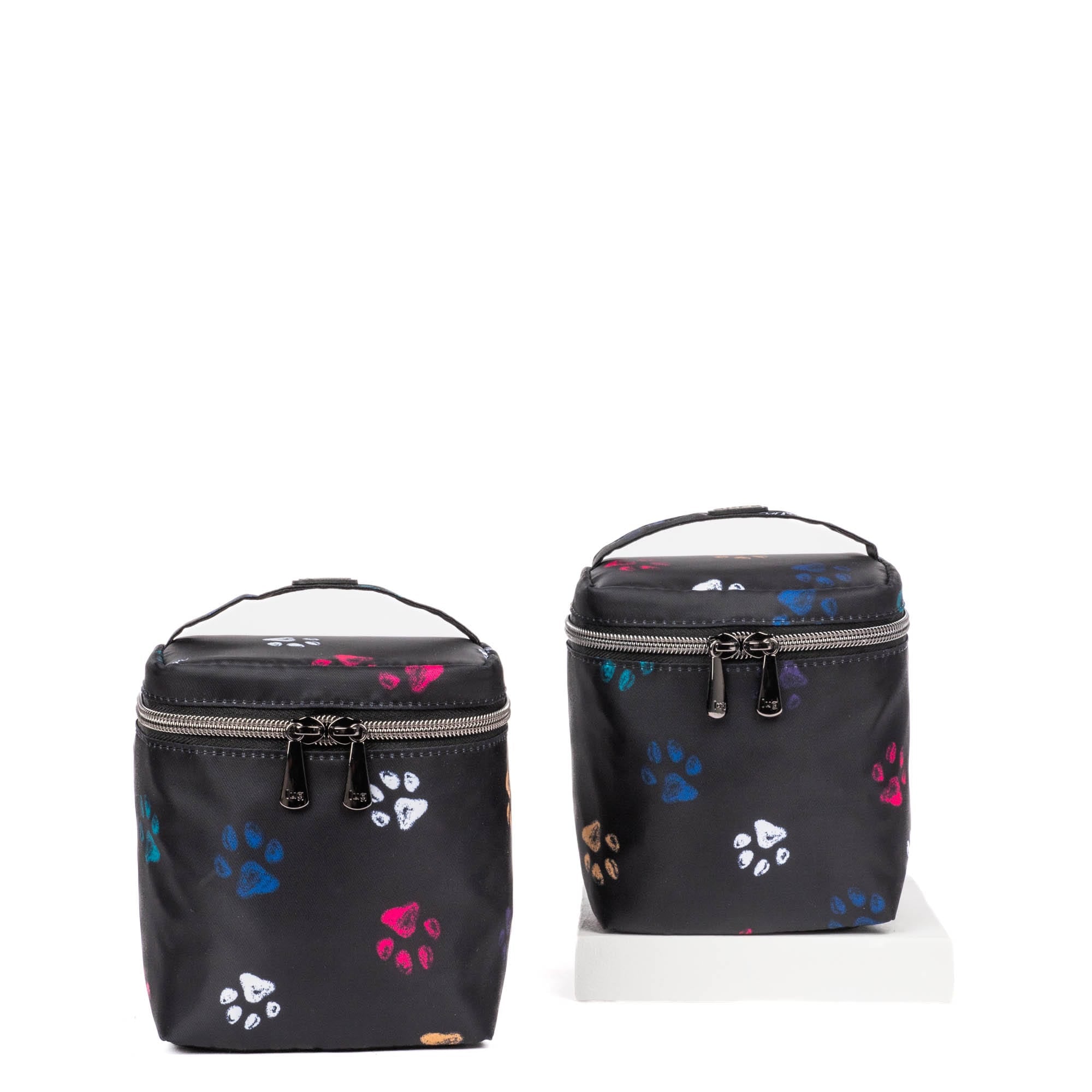 Box Top Cosmetic Case 2pc Set - PAWS BLACK - 2BoxTopPouches_PawsBlack_01