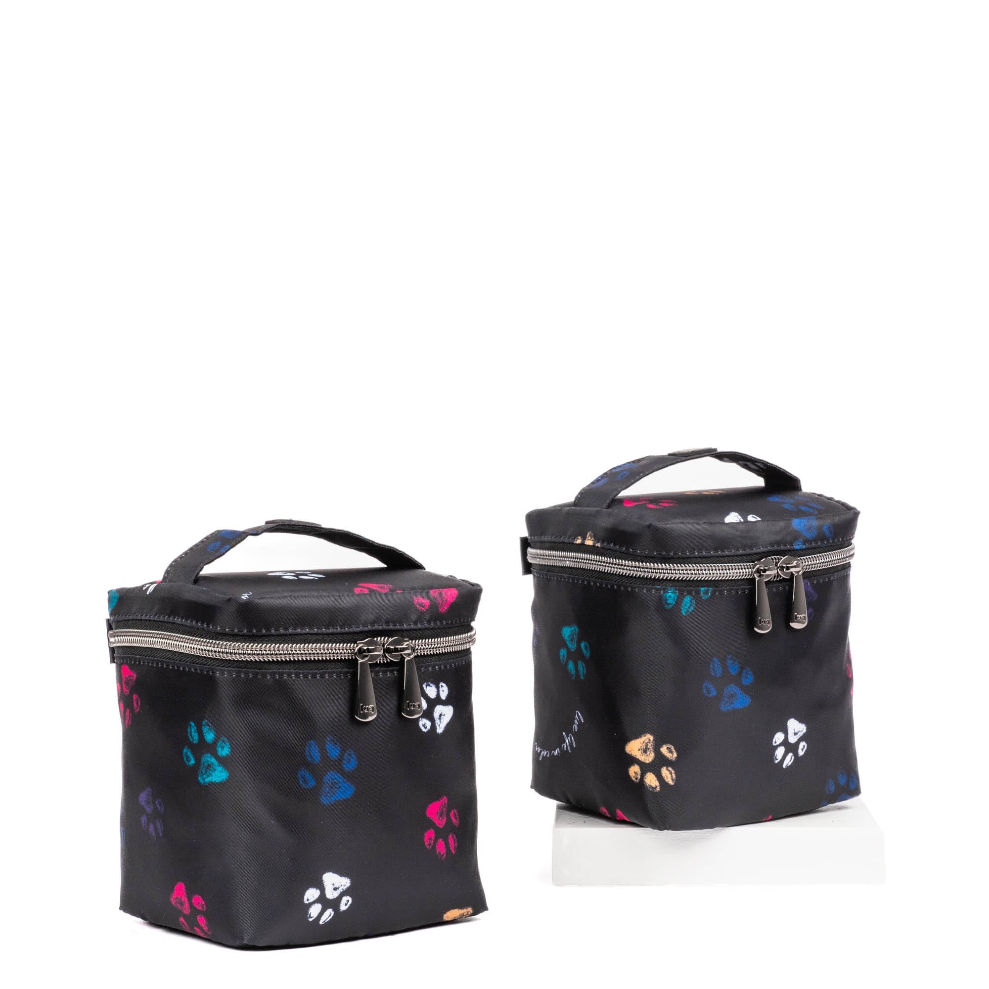 Box Top Cosmetic Case 2pc Set - PAWS BLACK - 2BoxTopPouches_PawsBlack_02