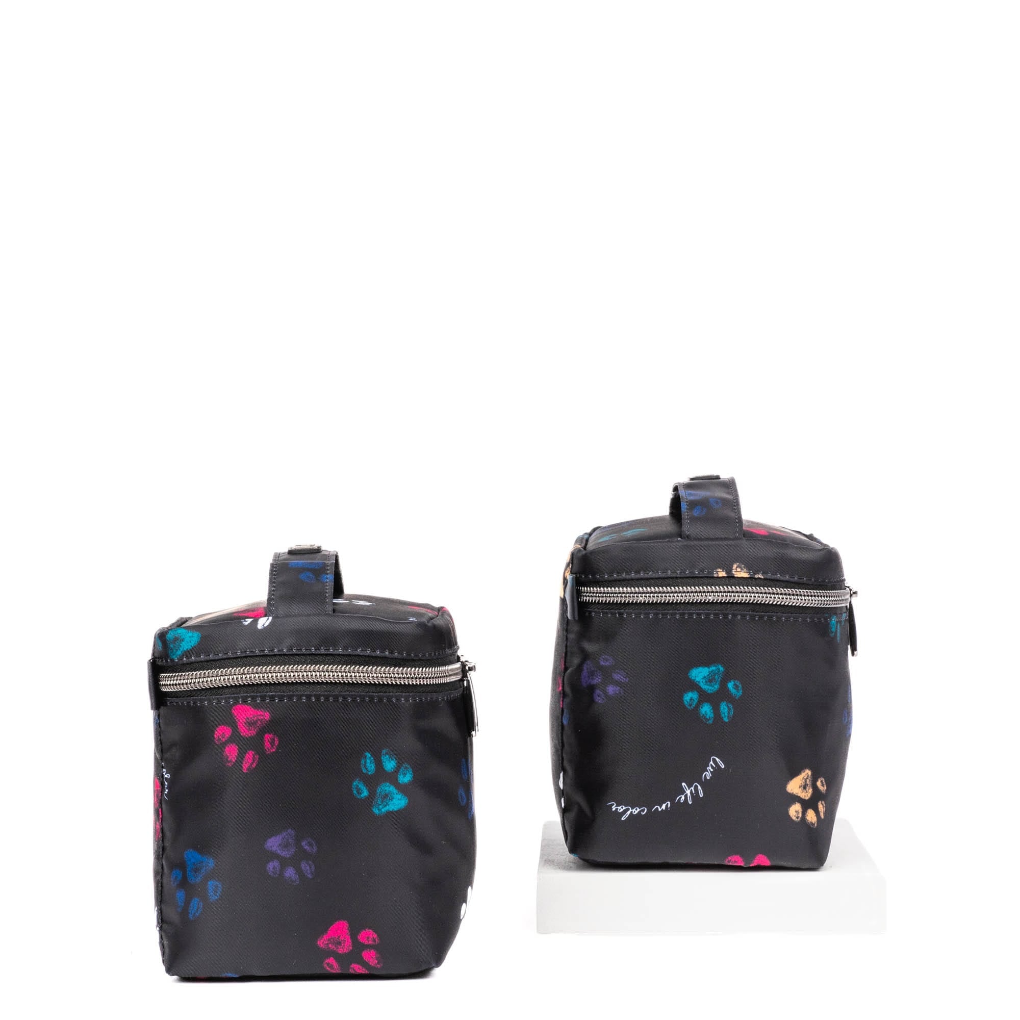 Box Top Cosmetic Case 2pc Set - PAWS BLACK - 2BoxTopPouches_PawsBlack_03