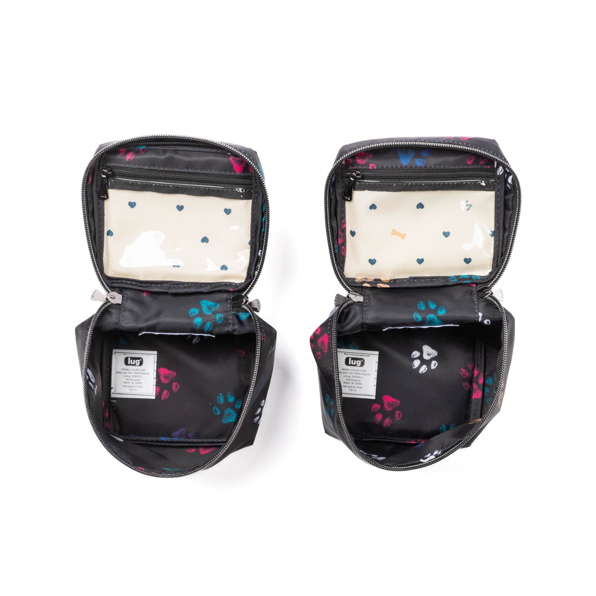 Box Top Cosmetic Case 2pc Set - PAWS BLACK - 2BoxTopPouches_PawsBlack_05