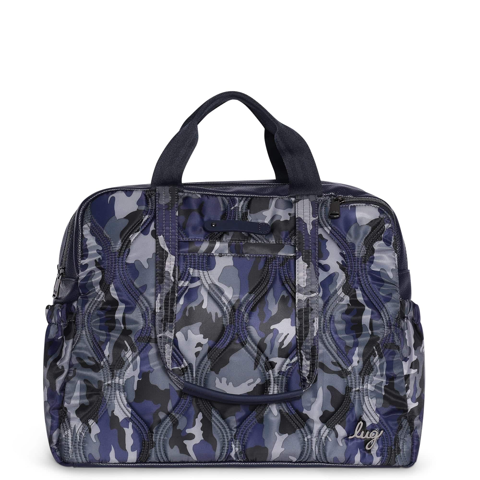 Navy camo Aviator Carry-All tote bag by Lug with sturdy handles and spacious interior for versatile everyday use.
