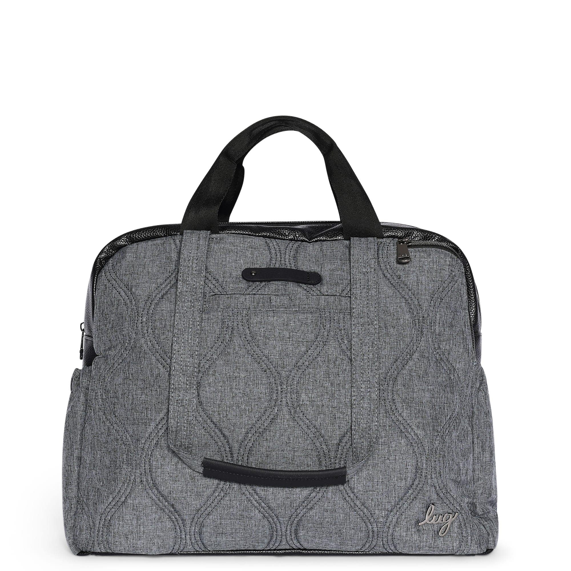Heather grey Lug Aviator Carry-All tote bag with sturdy handles and spacious interior, perfect for everyday use.