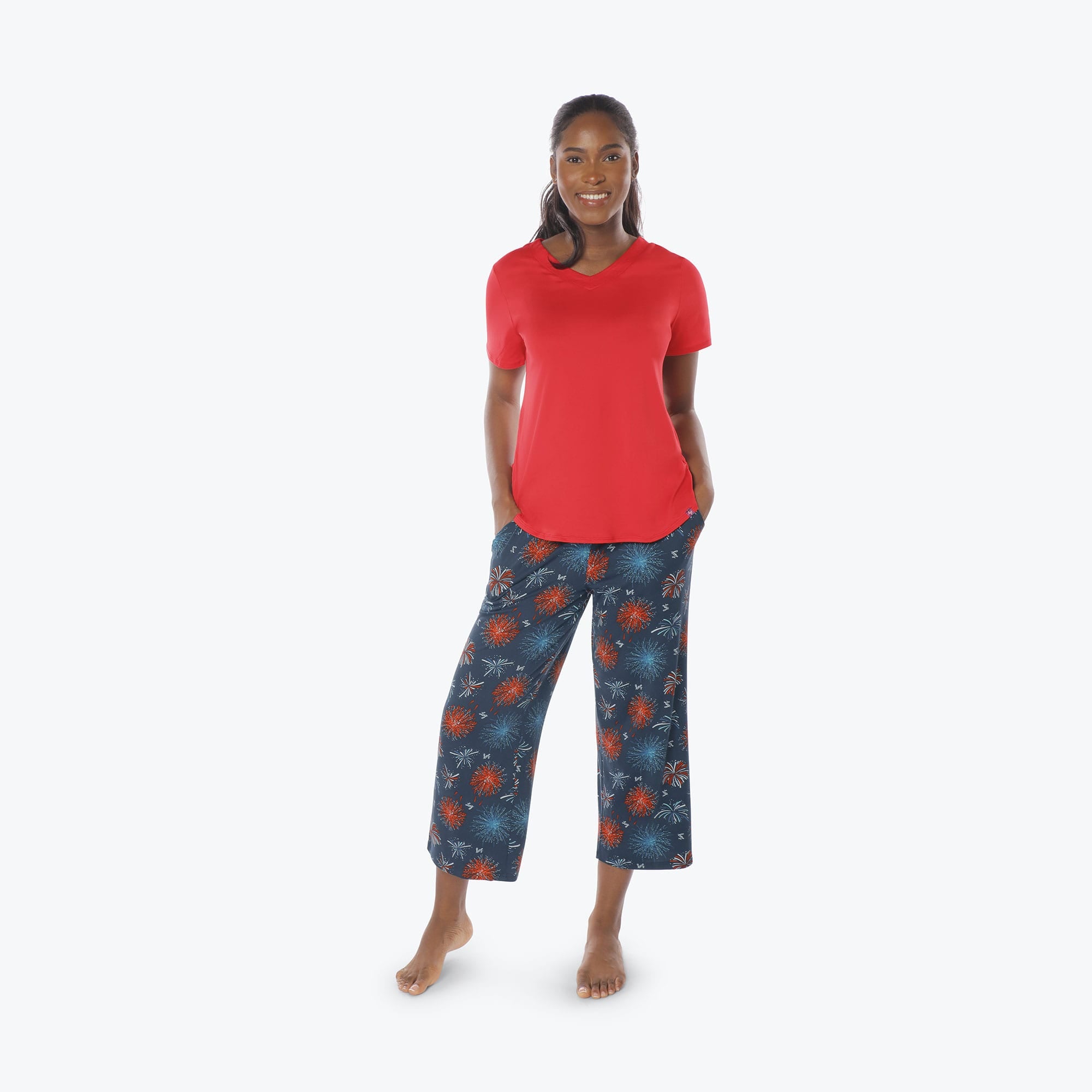 Boomerang Relaxed Tee & Cropped Pants&nbsp;Set - FIREWORK NAVY - Boomerang_Fireworks_Navy_S_01a