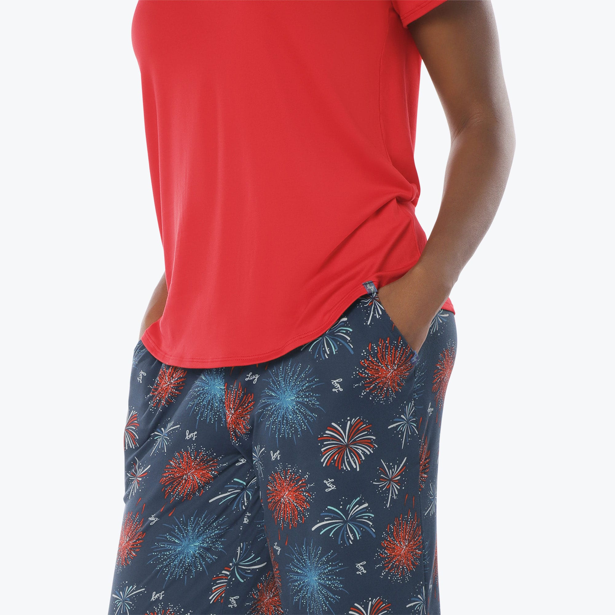 Boomerang Relaxed Tee & Cropped Pants&nbsp;Set - FIREWORK NAVY - Boomerang_Fireworks_Navy_S_03