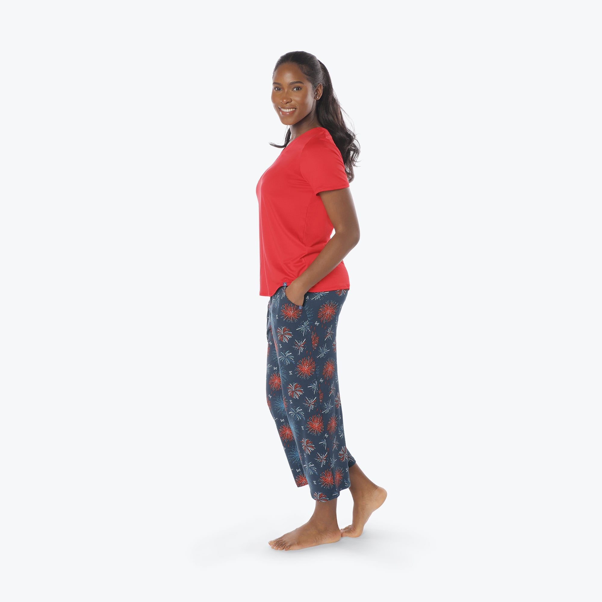 Boomerang Relaxed Tee & Cropped Pants&nbsp;Set - FIREWORK NAVY - Boomerang_Fireworks_Navy_S_05a