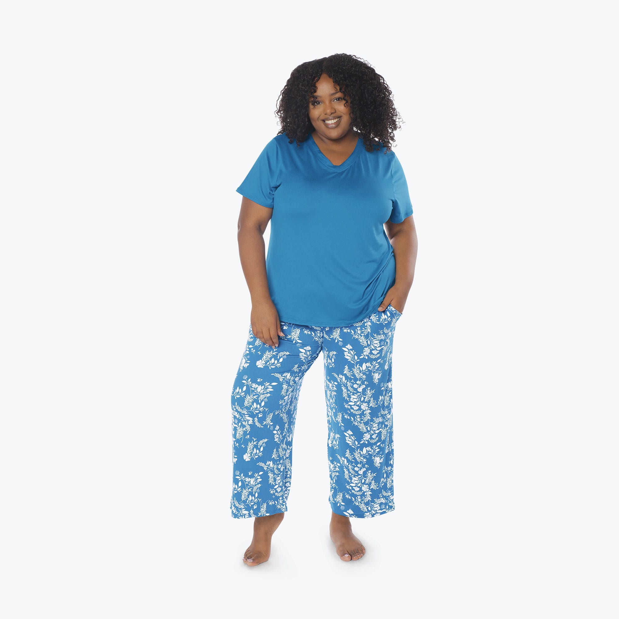 Boomerang Relaxed Tee & Cropped Pants&nbsp;Set - FLOURISH BLUE - Boomerang_Flourish_Blue_XL_01a