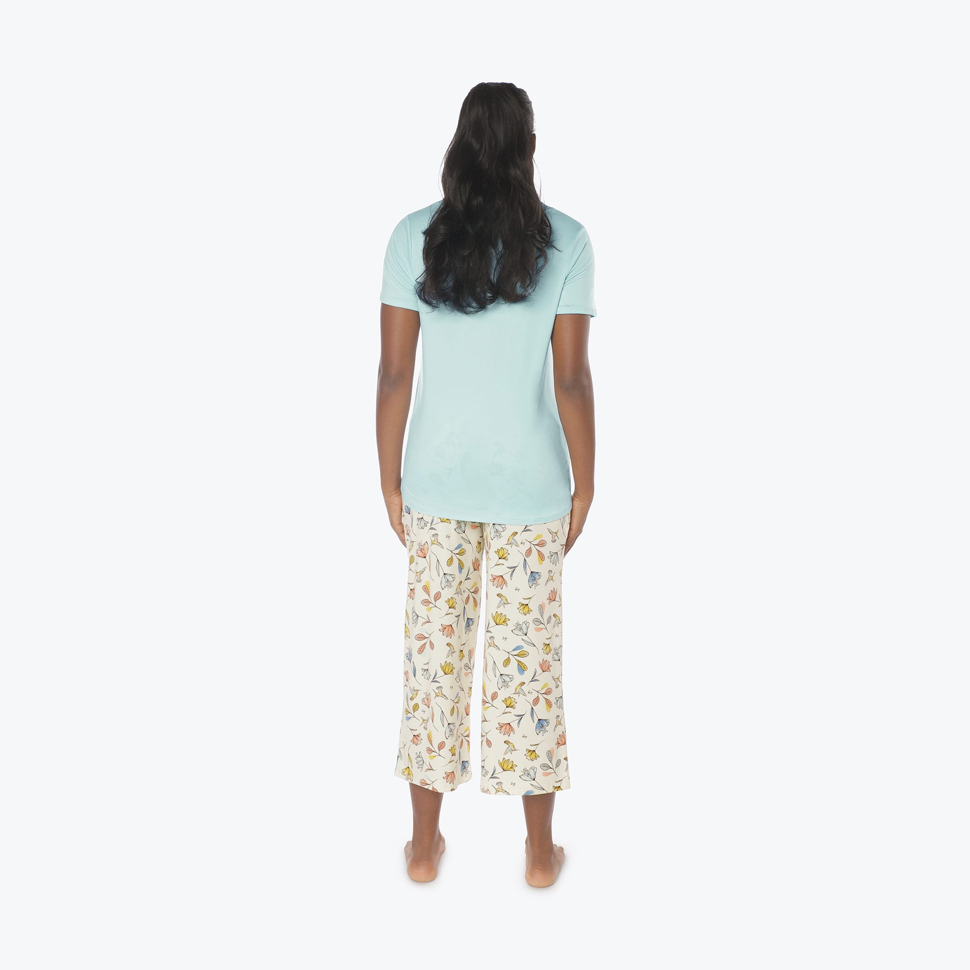 Boomerang Relaxed Tee & Cropped Pants Set - HUMMINGBIRD FLORAL - Boomerang_Hummingbird_Floral_S_02