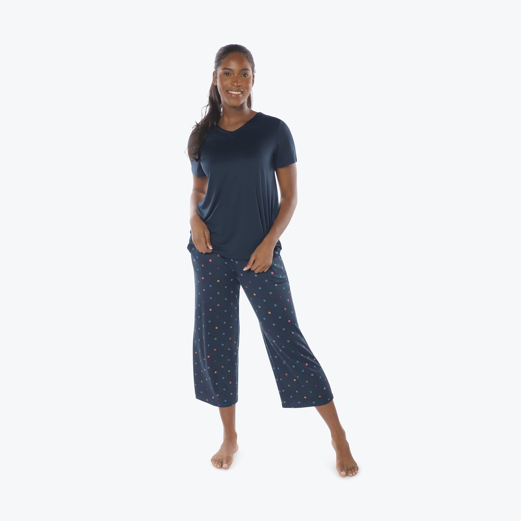 Boomerang Relaxed Tee & Cropped Pants Set - MULTI DOTS NAVY - Boomerang_Multi_Dot_S_01a