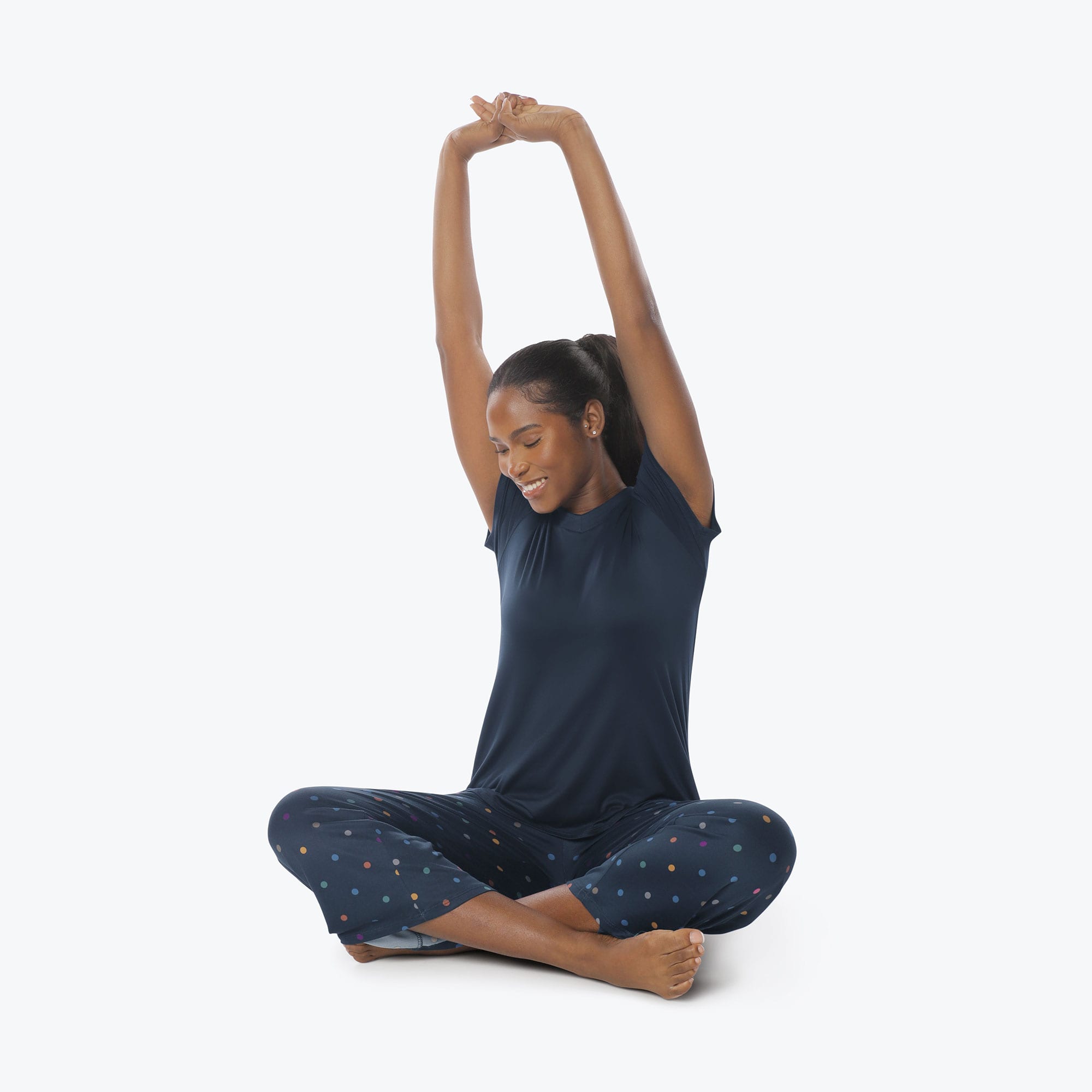 Boomerang Relaxed Tee & Cropped Pants&nbsp;Set - MULTI DOTS NAVY - Boomerang_Multi_Dot_S_05a