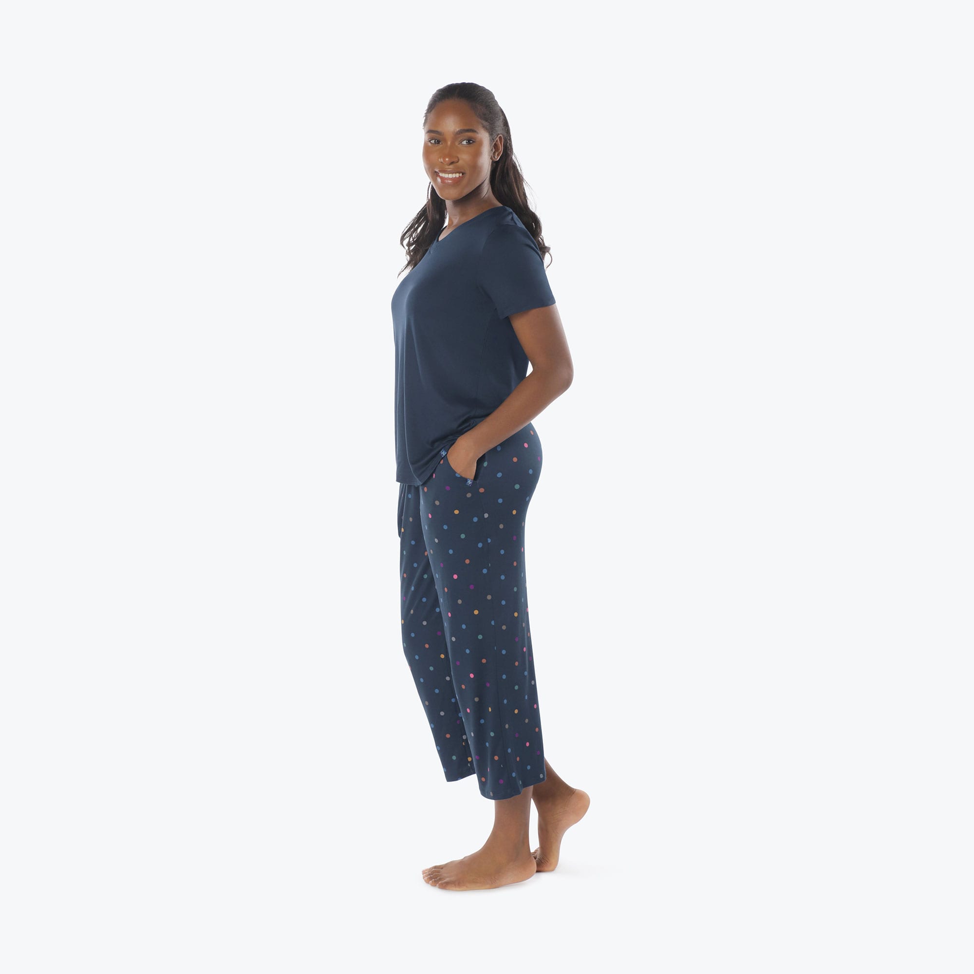 Boomerang Relaxed Tee & Cropped Pants&nbsp;Set - MULTI DOTS NAVY - Boomerang_Multi_Dot_S_05b