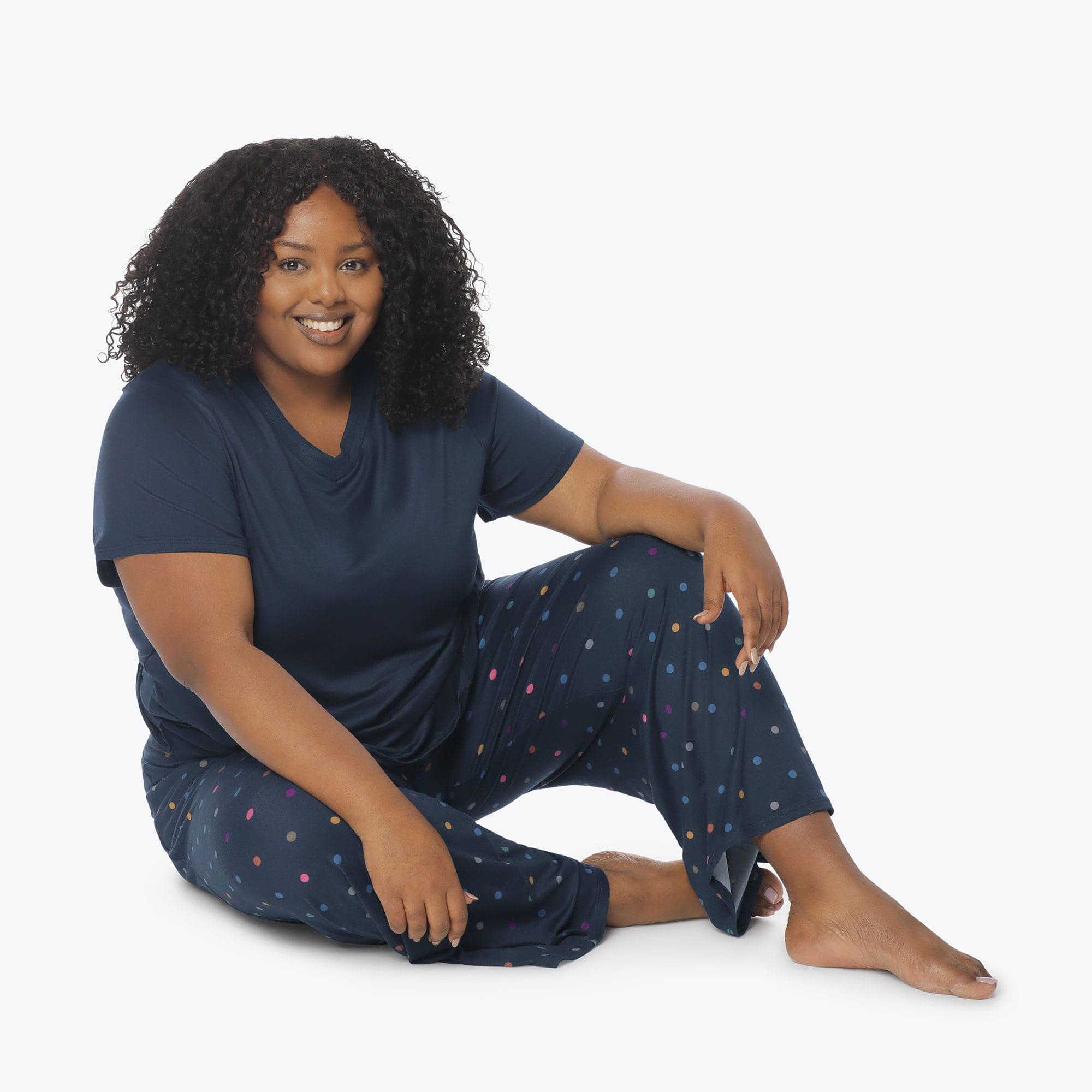 Boomerang Relaxed Tee & Cropped Pants&nbsp;Set - MULTI DOTS NAVY - Boomerang_Multi_Dot_XL_05a