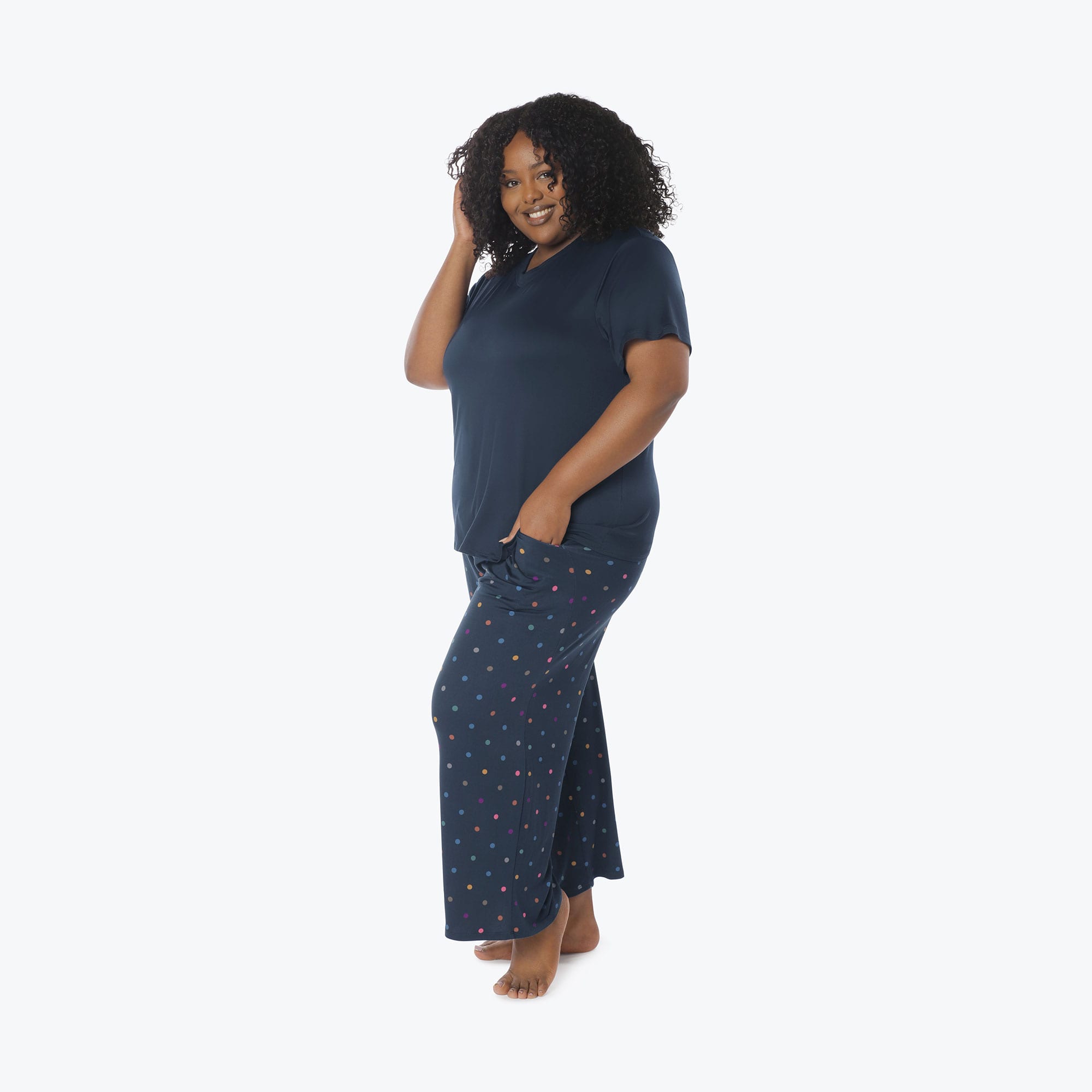 Boomerang Relaxed Tee & Cropped Pants&nbsp;Set - MULTI DOTS NAVY - Boomerang_Multi_Dot_XL_05b
