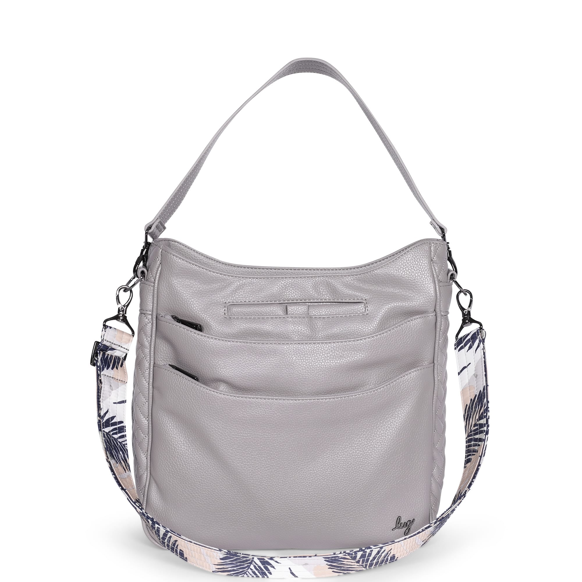 Cable Car Classic VL Crossbody Bag - PEARL ABSTRACT FERNS BLUE STRAP - CableCarVL_PearlGrey_01_01_7d531188-c296-47b5-a80b-e833aa265a21