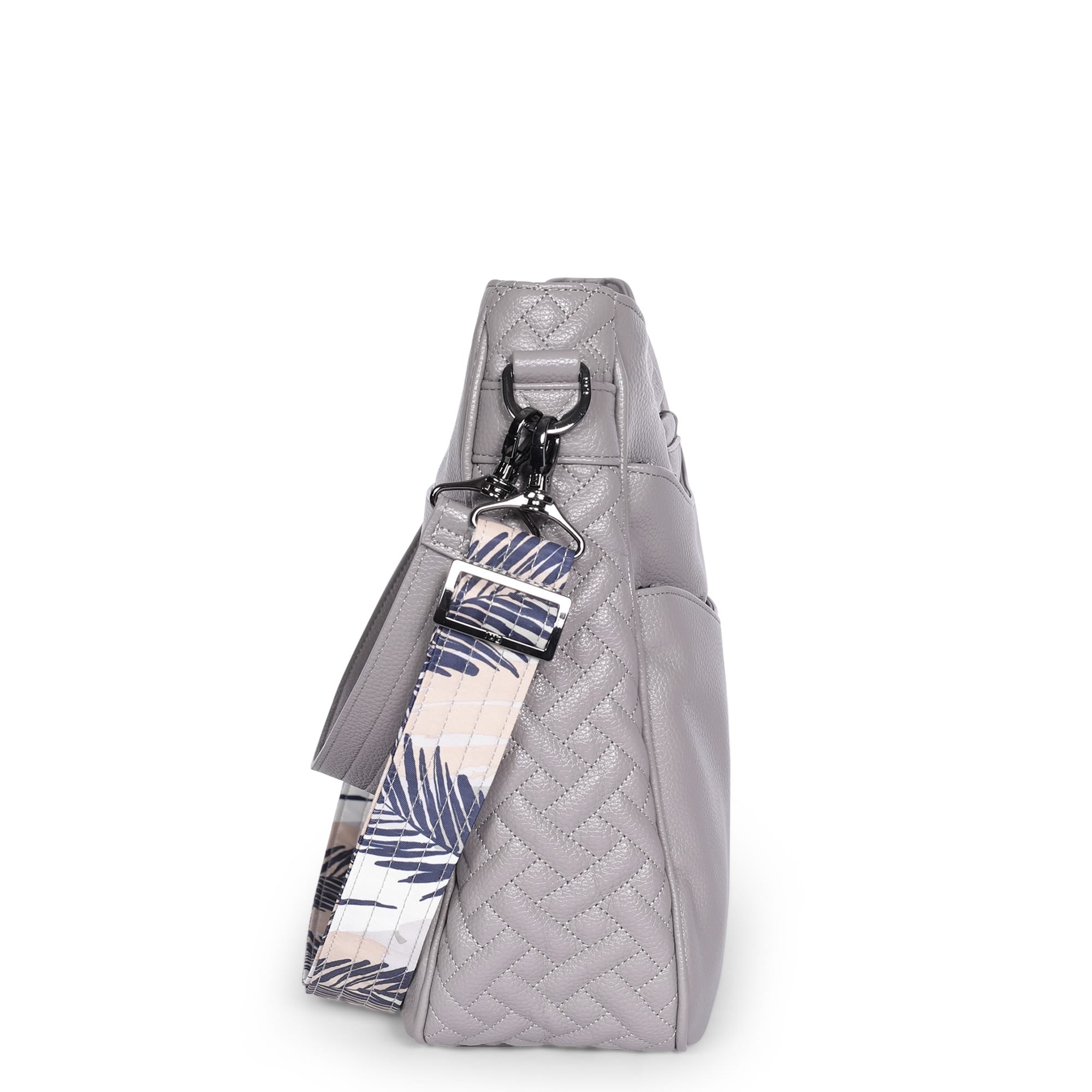 Cable Car Classic VL Crossbody Bag - PEARL ABSTRACT FERNS BLUE STRAP - CableCarVL_PearlGrey_03