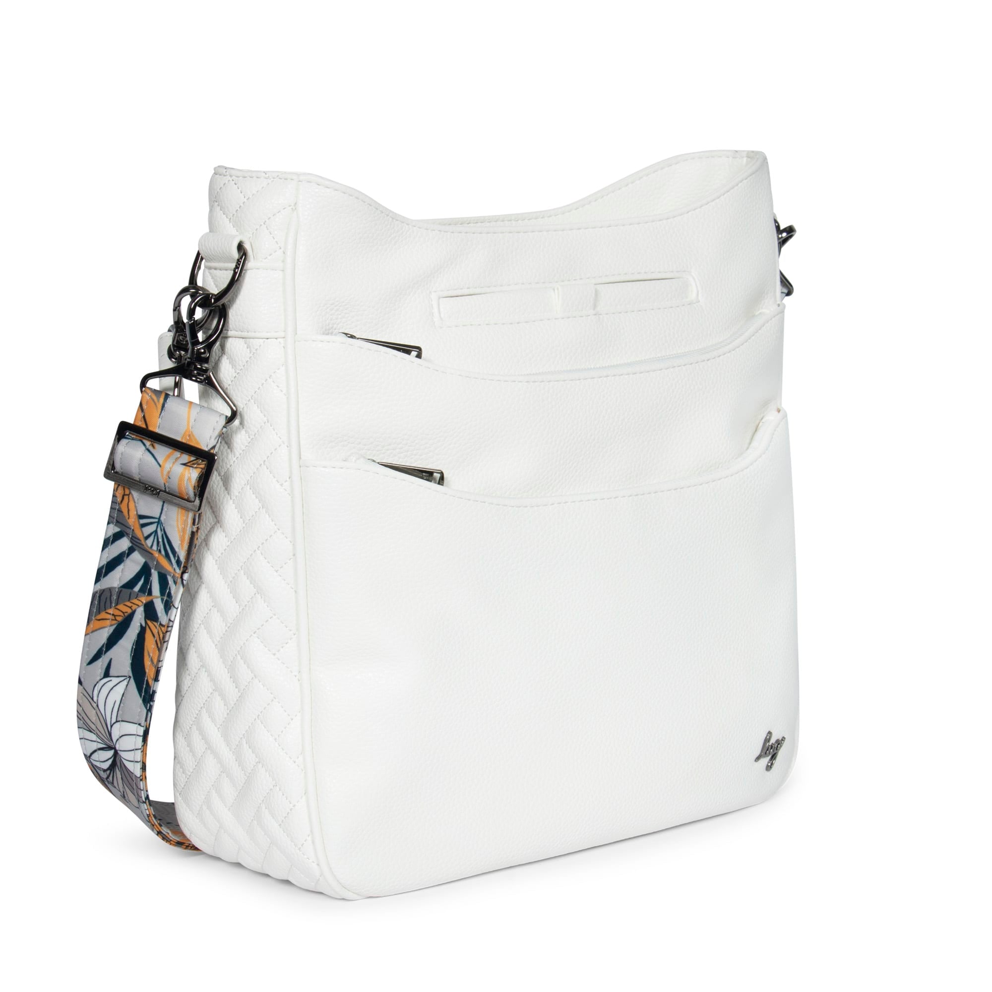 Cable Car Classic VL Crossbody Bag - WHITE LILY GREY STRAP - CableCarVL_White_lilyGreyStrap__02
