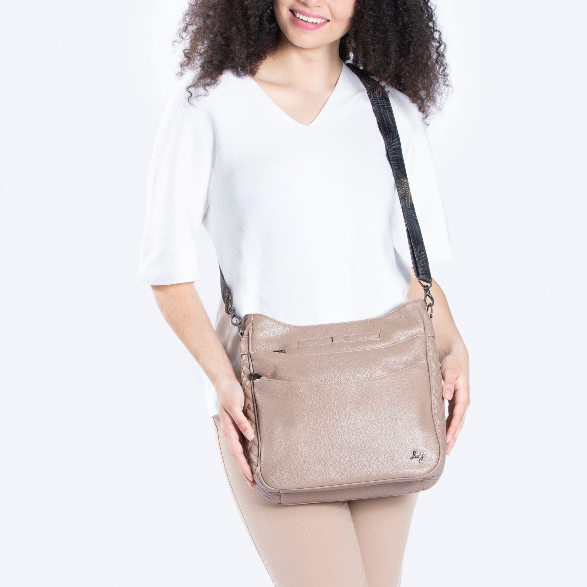 Cable Car Classic VL Crossbody Bag - SAND TROPICAL FOG STRAP - CablecarVL_Sand_TropicalGreyStrap__Model_02