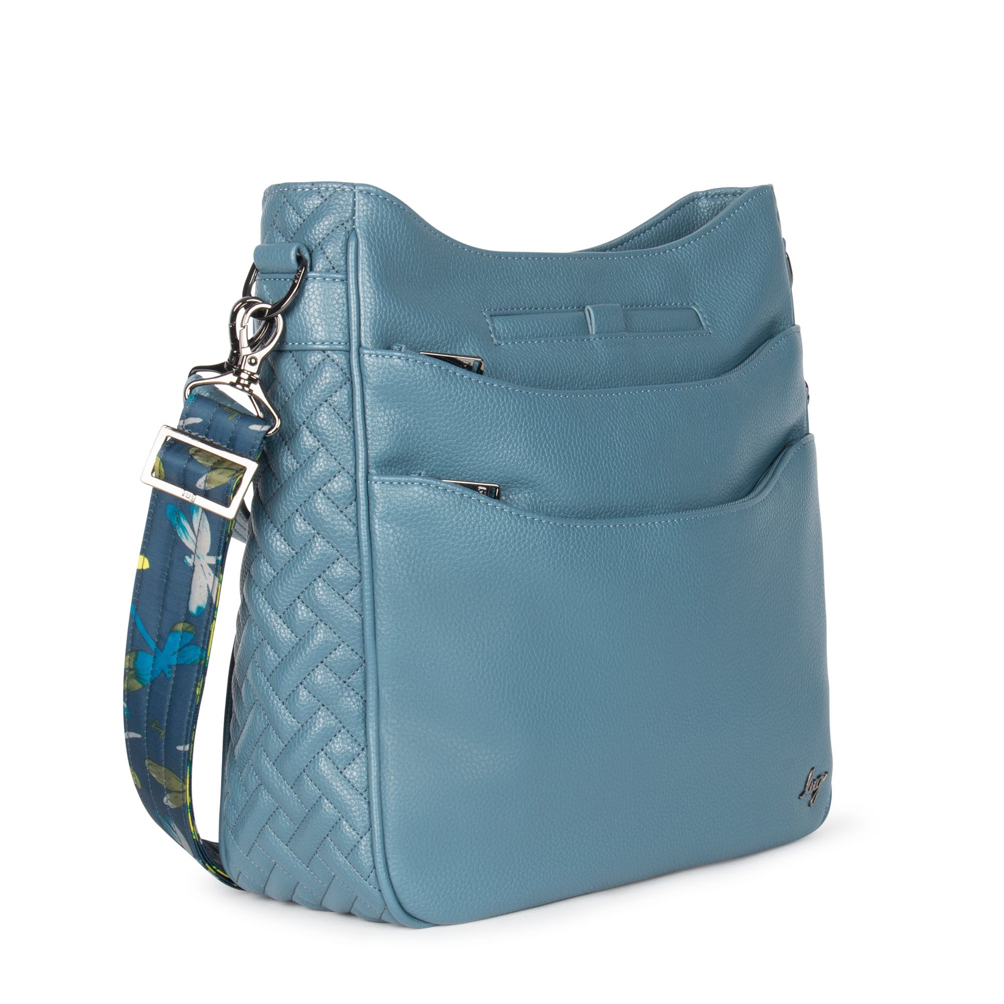 Cable Car Classic VL Crossbody Bag - SLATE BLUE DRAGONFLY NAVY STRAP - CablecarVL_SlateBlue_DragonflyNavyStrap__02