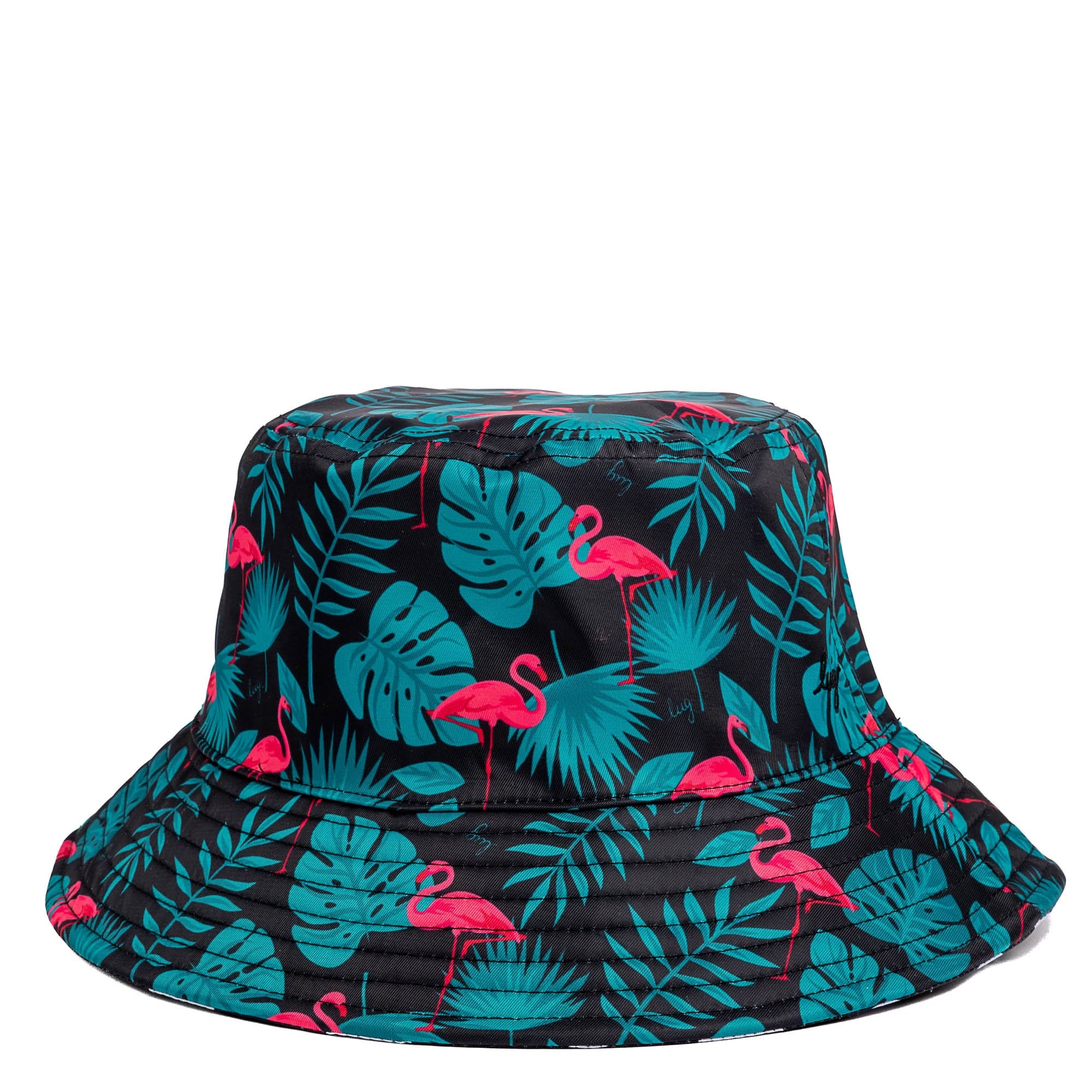 Canopy Bucket Hat - FLAMINGO BLACK BLACK LARGE DOT - Canopy_FlamingoBlack_BlackLgDot_02