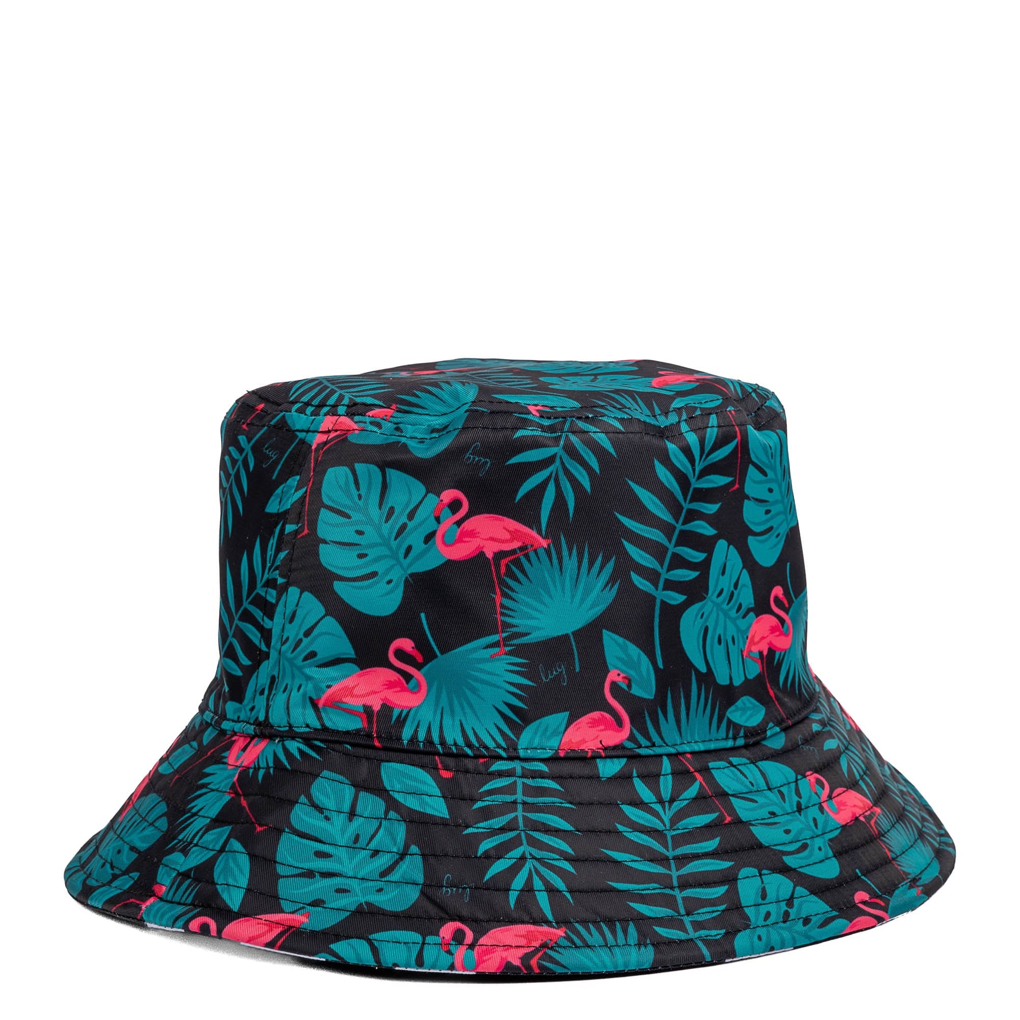 Canopy Bucket Hat - FLAMINGO BLACK BLACK LARGE DOT - Canopy_FlamingoBlack_BlackLgDot_03