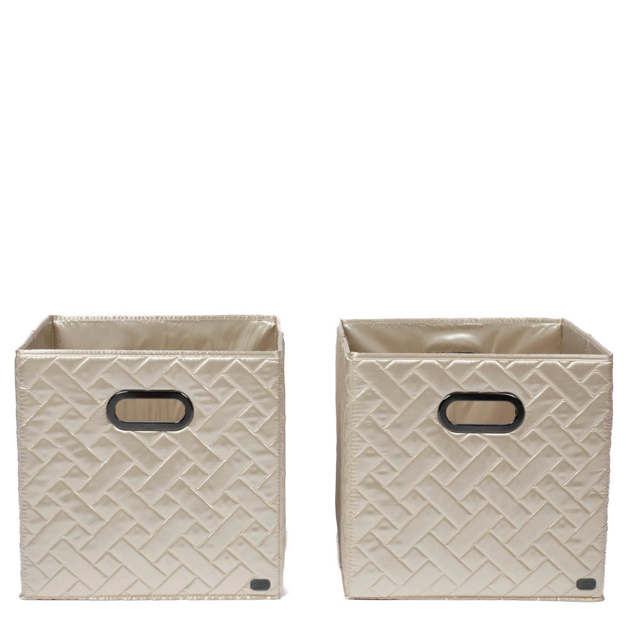 Cargo 2pc Collapsible Cube Bins - METALLIC CHAMPAGNE - Cargo2pkCollapsibleStorageCube_ChampagneMetallic_01