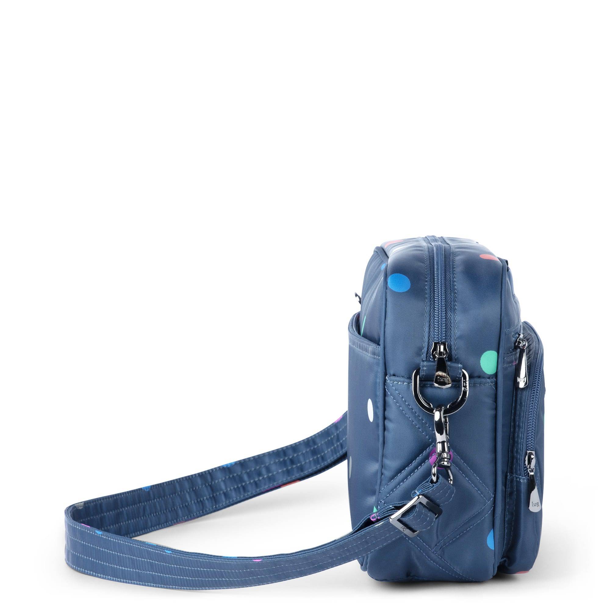 Carousel XL 2 Crossbody Bag - MULTI DOTS NAVY - CarouselXL2wCharmBar_BlueDot_03