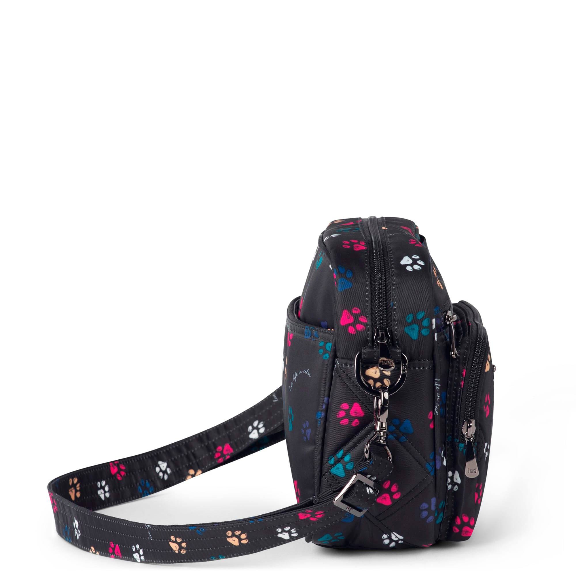 Carousel XL 2 Crossbody Bag - PAWS BLACK - CarouselXL2wCharmBar_PawsBlack_03