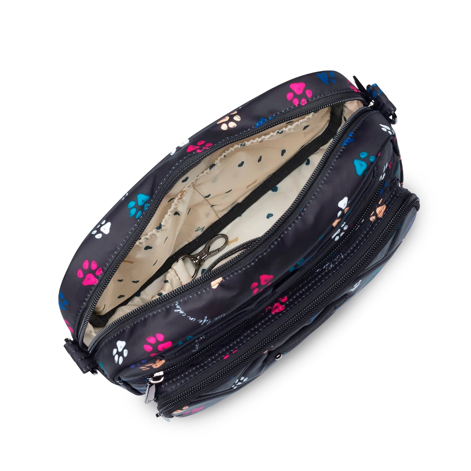 Carousel XL 2 Crossbody Bag - PAWS BLACK - CarouselXL2wCharmBar_PawsBlack_05