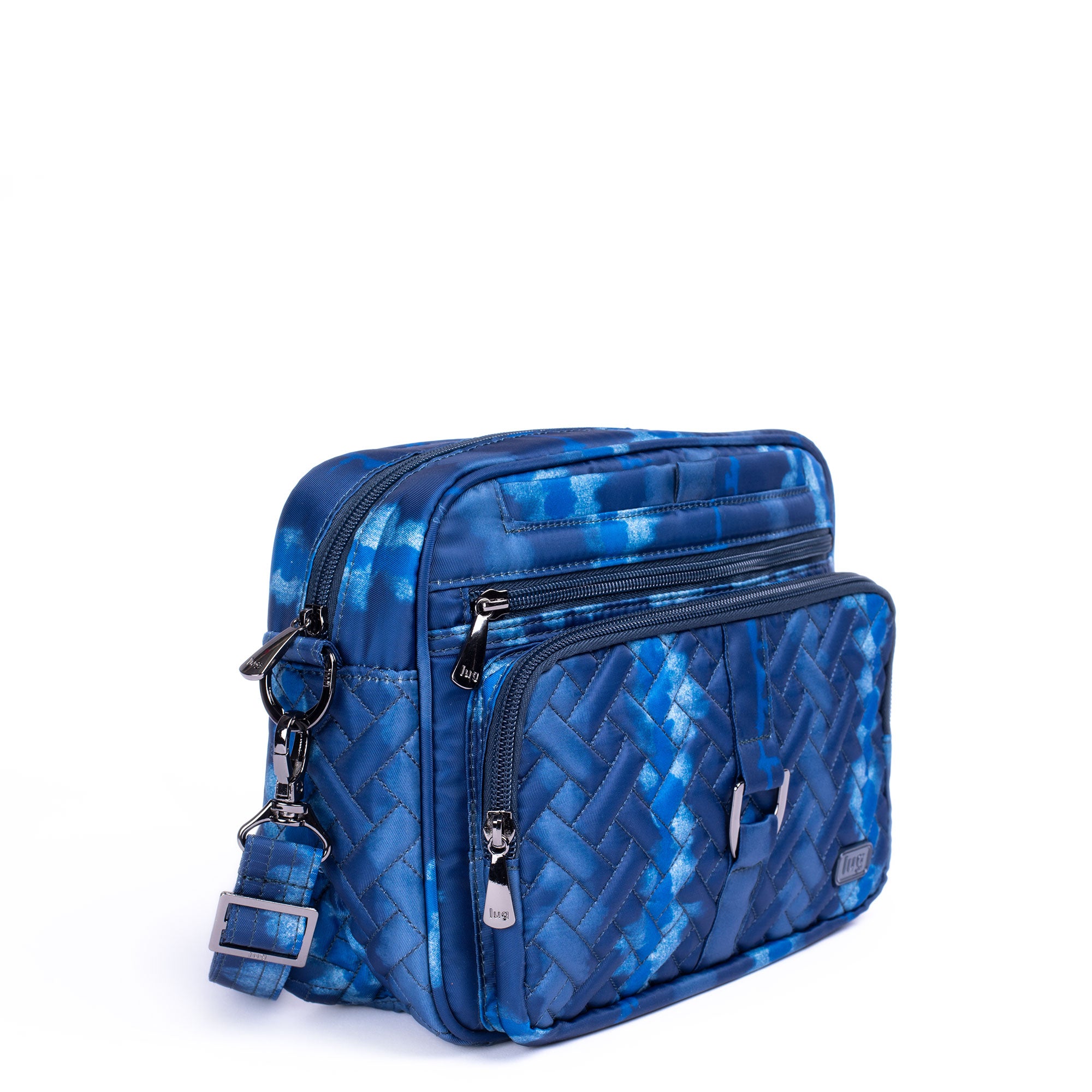 Carousel XL Crossbody Bag - PLAID GREY - CarouselXL_ShiboriBlue_02