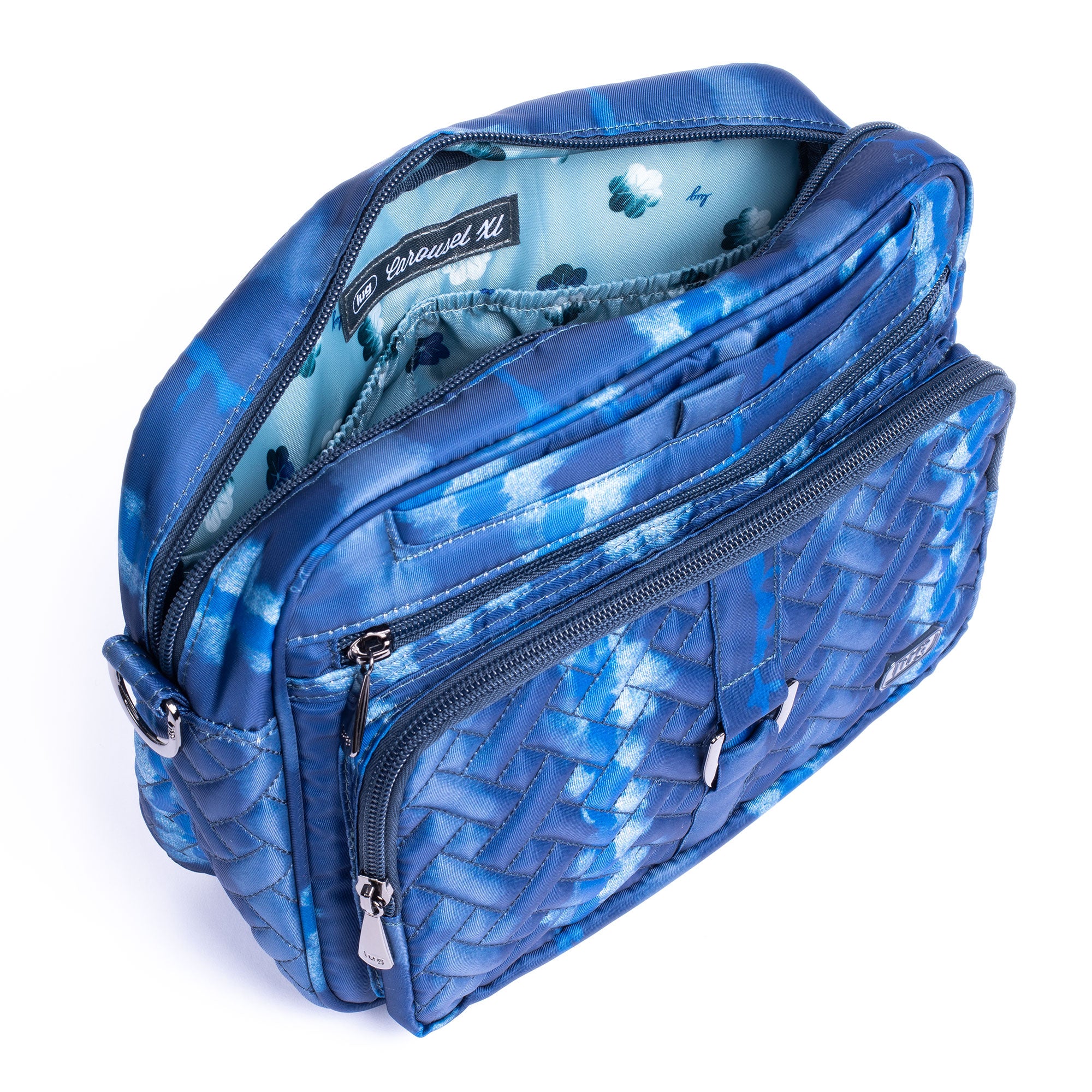 Carousel XL Crossbody Bag - PLAID GREY - CarouselXL_ShiboriBlue_05