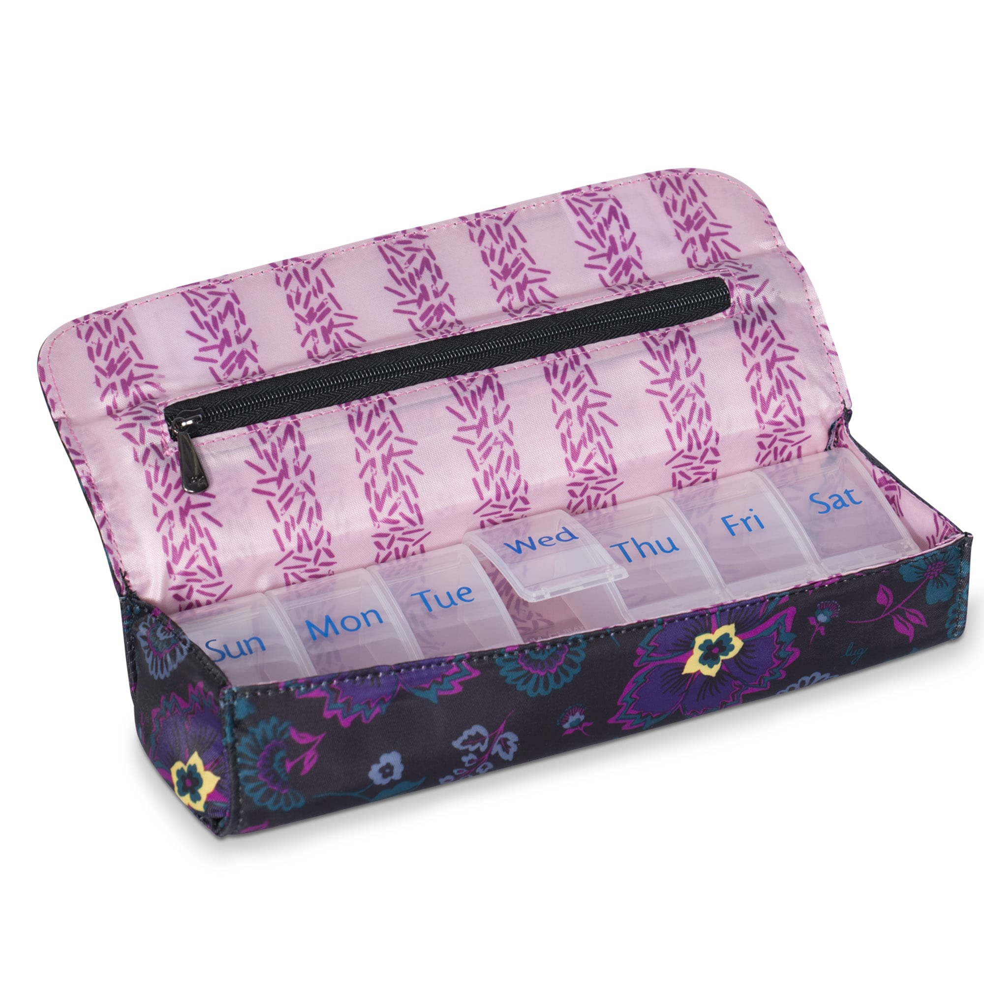 Choo Choo XL Pill Organizer - BOHO FLORAL BLACK - ChooChooXL_BohoFloralBlck_05
