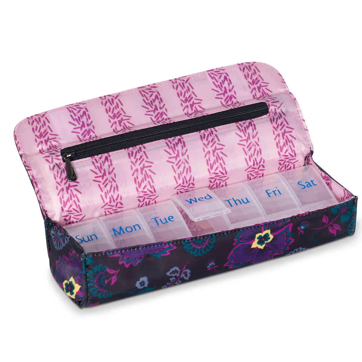 Choo Choo XL Pill Organizer - BOHO FLORAL BLACK - ChooChooXL_BohoFloralBlck_05