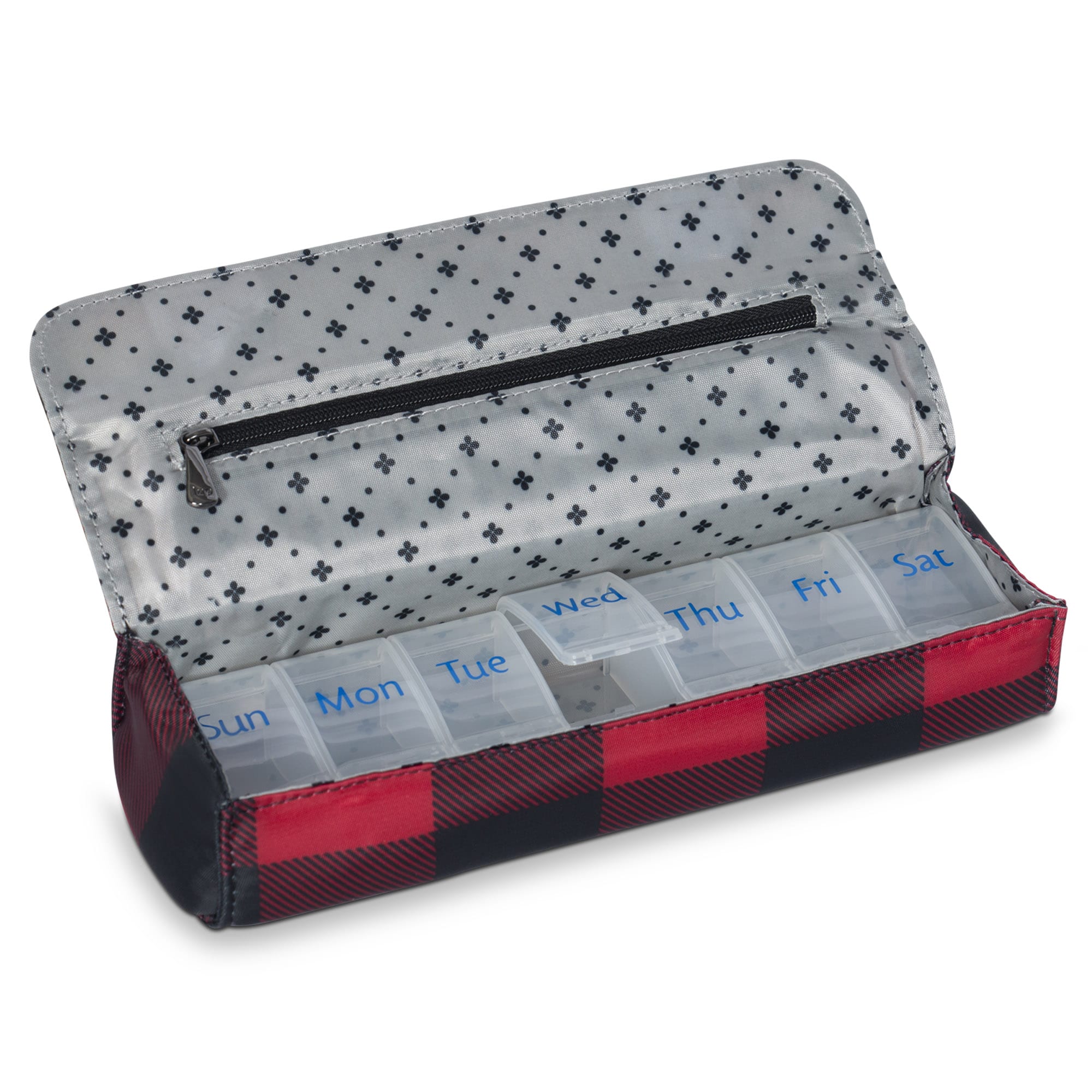 Choo Choo XL Pill Organizer - BUFFALO CHECK RED - ChooChooXL_BuffaloCheckRed_05