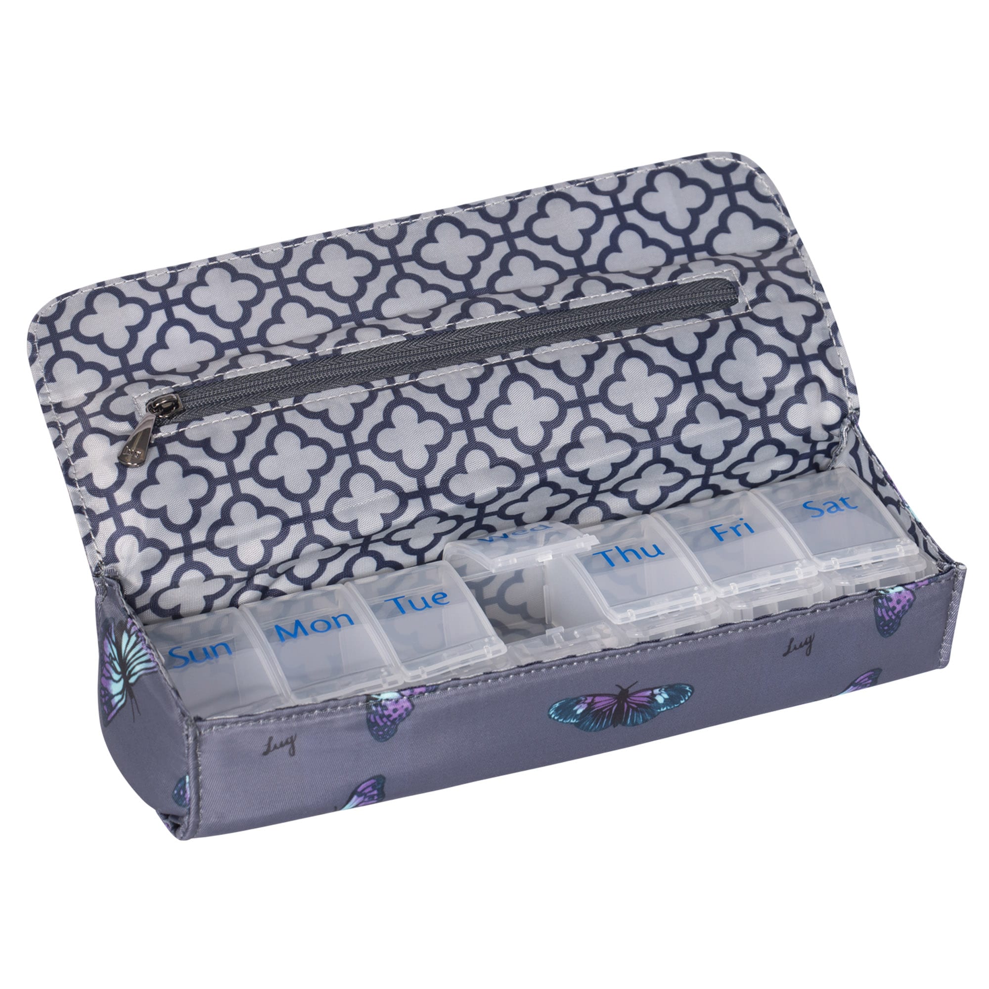 Choo Choo XL Pill Organizer - BUTTERFLY GREY - ChooChooXL_ButterfleyGrey_05