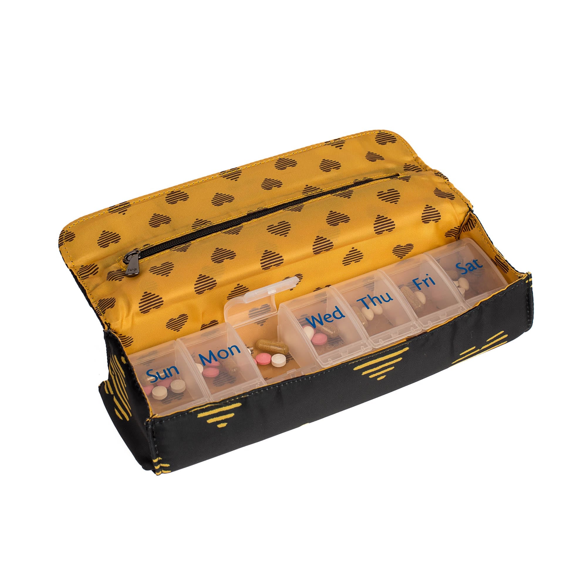 Choo Choo XL Pill Organizer - HEARTS GOLD - ChooChooXL_HeartsGold_05