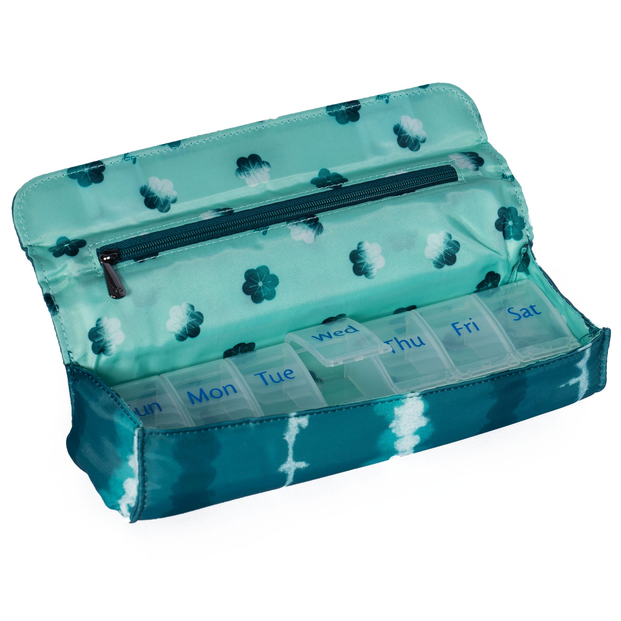 Choo Choo XL Pill Organizer - SHIBORI TEAL - ChooChooXL_ShiboriTeal_05