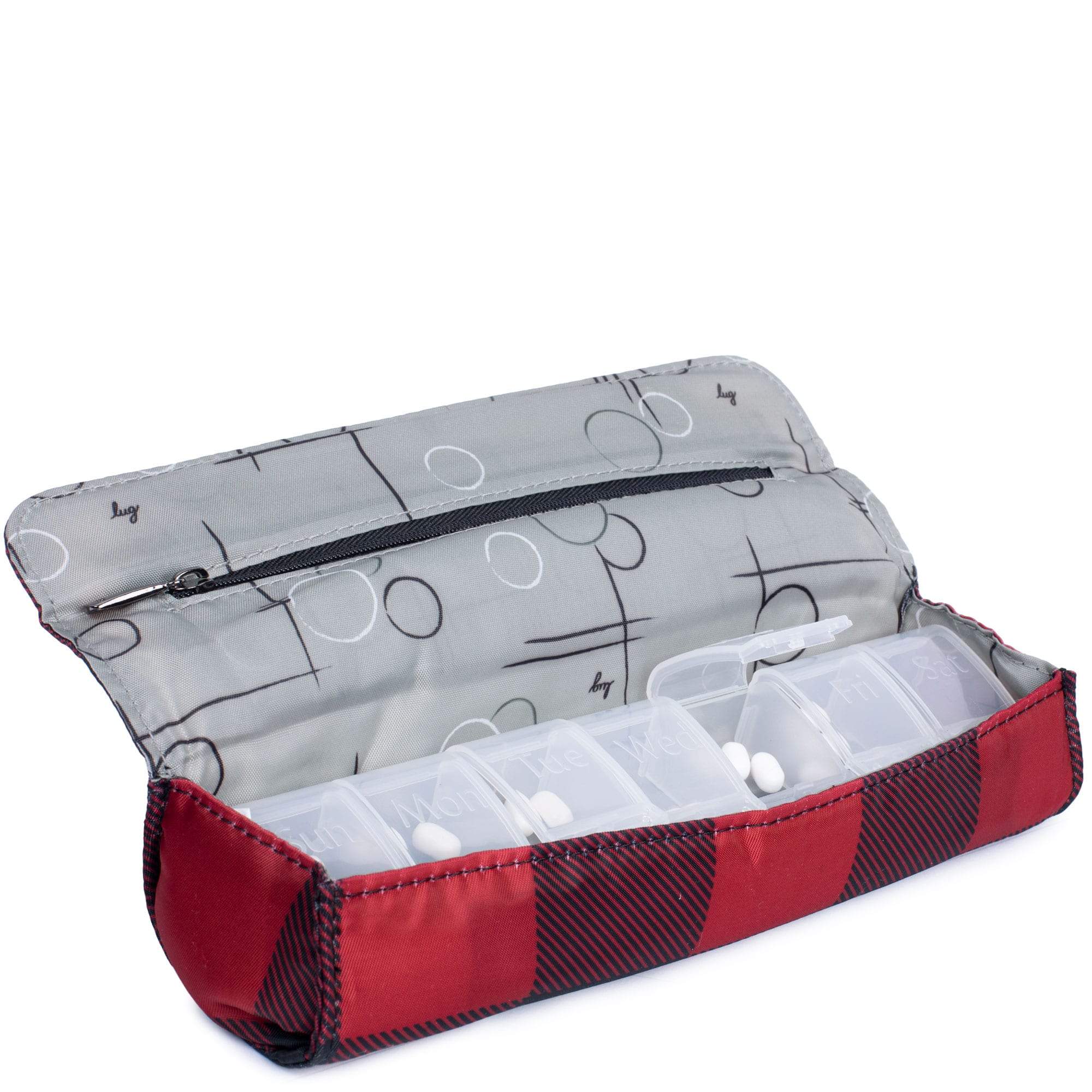 Choo Choo Pill Organizer - BUFFALO CHECK RED - ChooChoo_BuffaloCheckRed_05