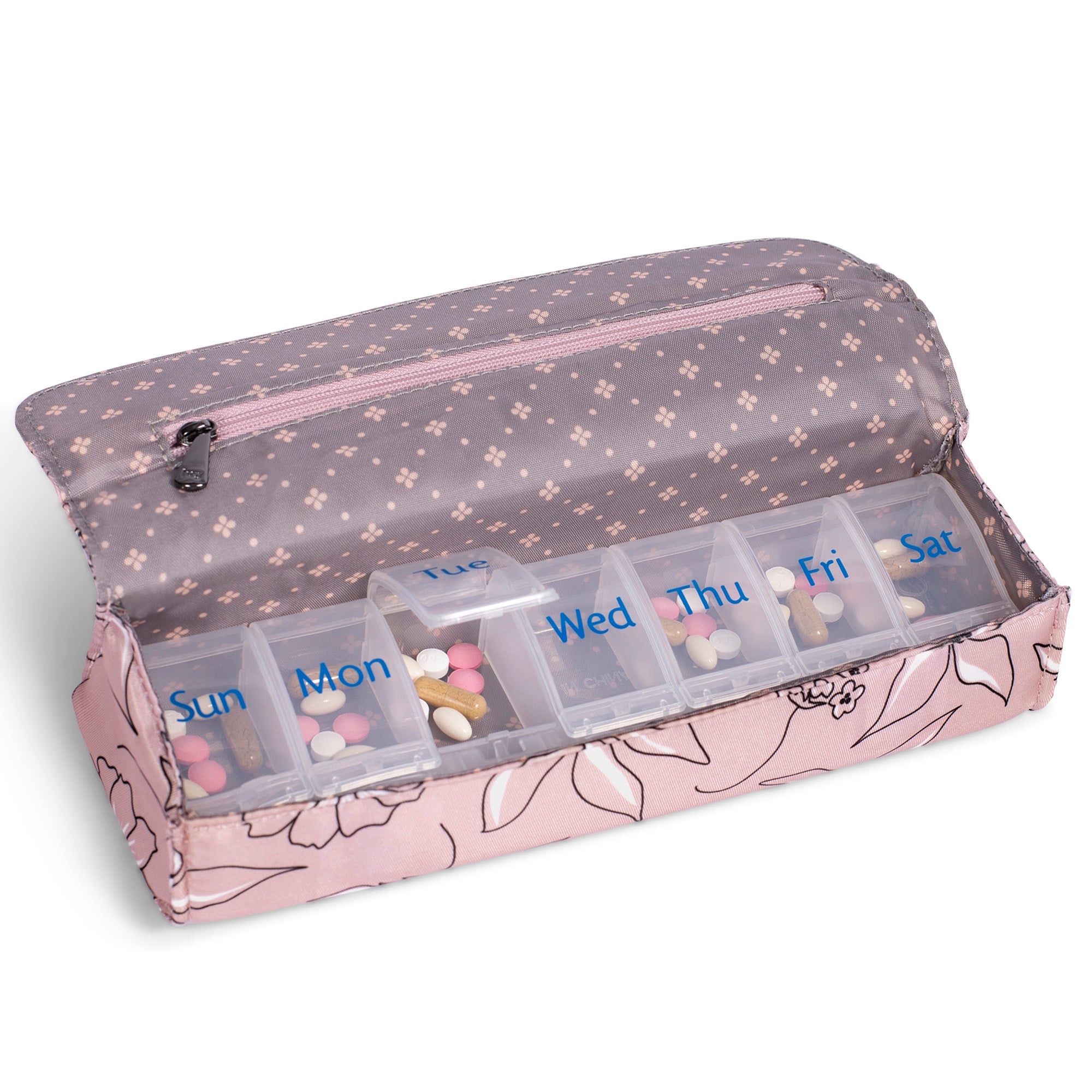 Choo Choo XL Pill Organizer - SKETCH FLORAL BLUSH - ChooChooiXL_SketchFloralBlush_05