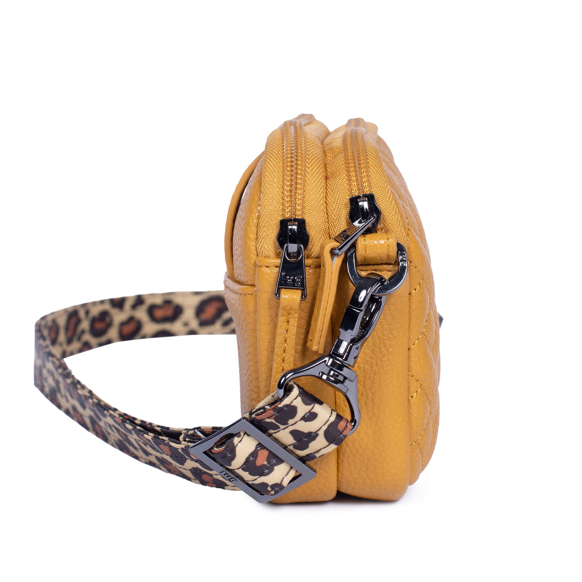 Coupe Classic VL Convertible Crossbody Bag - AMBER YELLOW - CoupeVL_AmberYellowLeopardBrownStrap_03