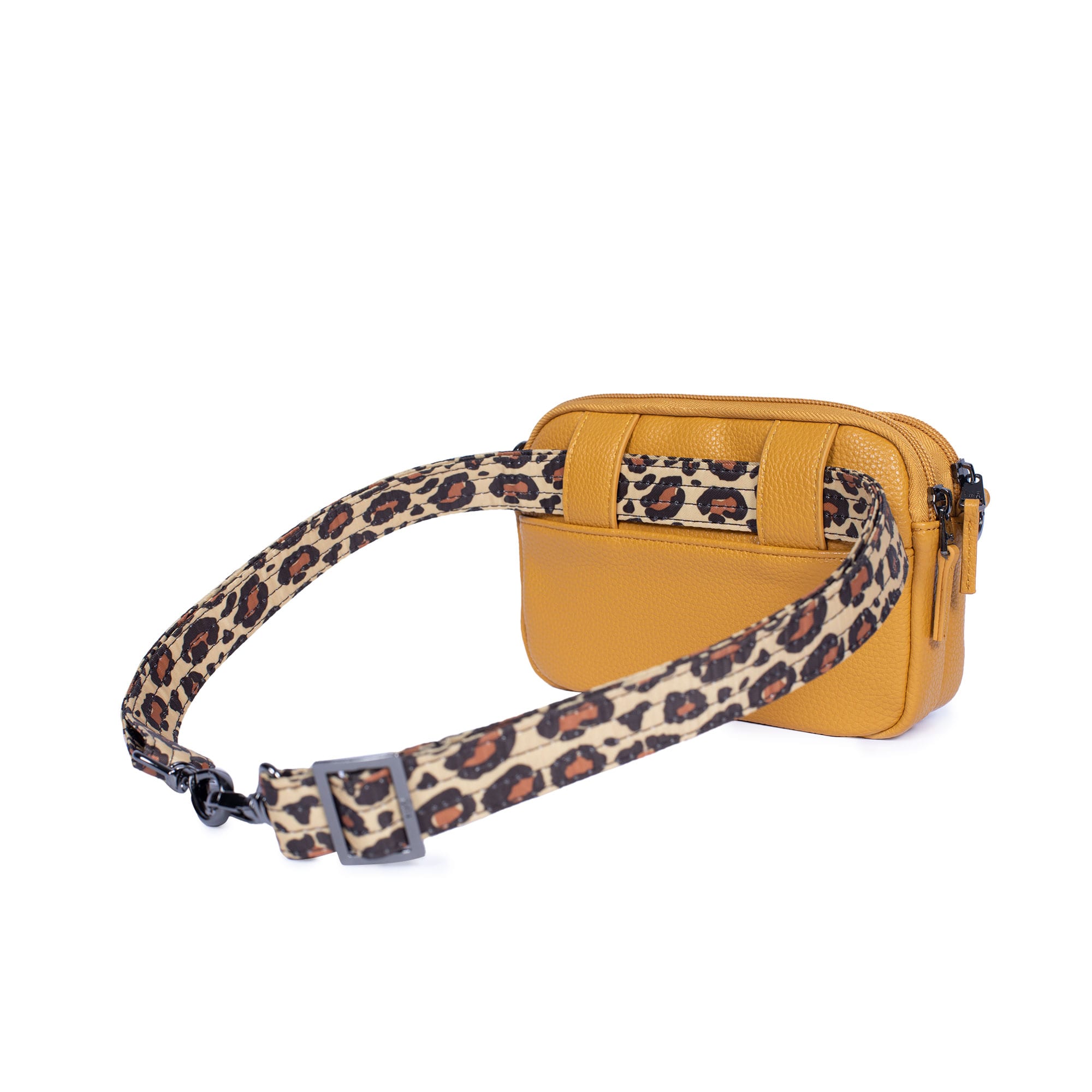 Coupe Classic VL Convertible Crossbody Bag - AMBER YELLOW - CoupeVL_AmberYellowLeopardBrownStrap_04