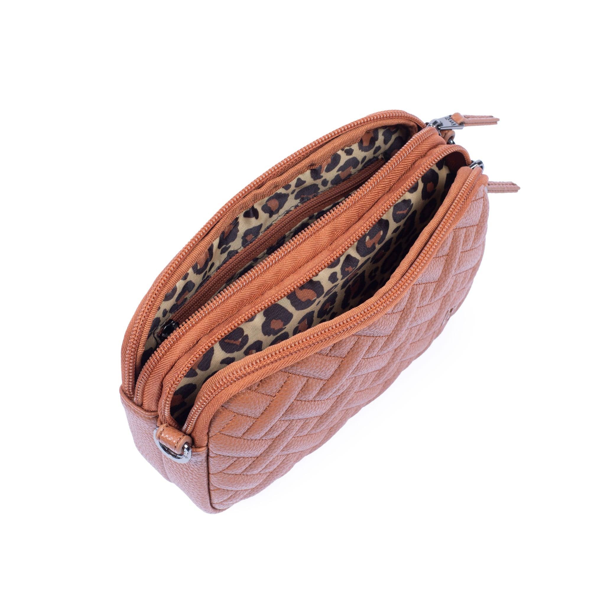Coupe Classic VL Convertible Crossbody Bag - COPPER BROWN - CoupeVL_CopperLeopardBrownStrap_05