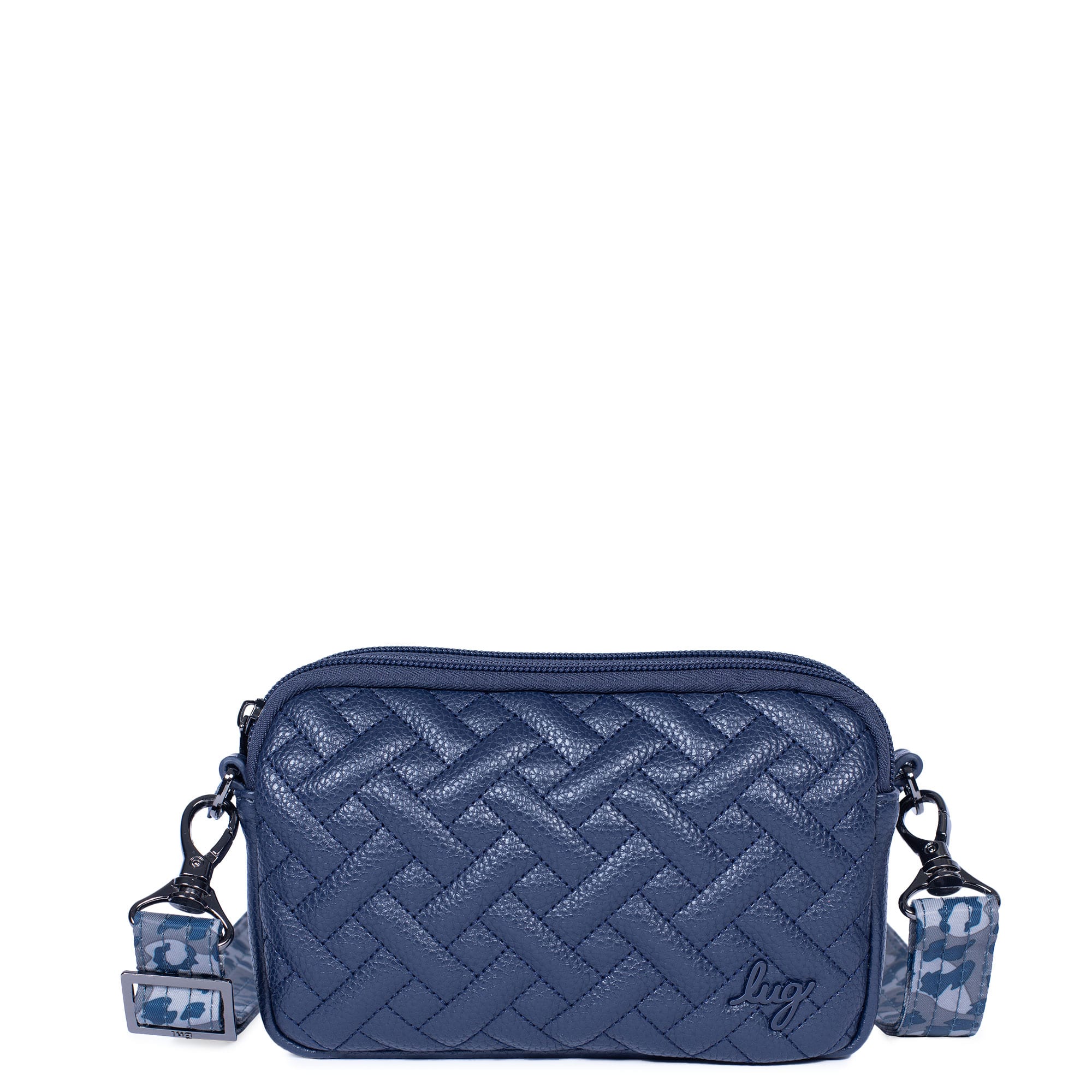 Coupe Classic VL Convertible Crossbody Bag - NAVY BLUE - CoupeVL_NavyBlueLeopardNavyStrap_01