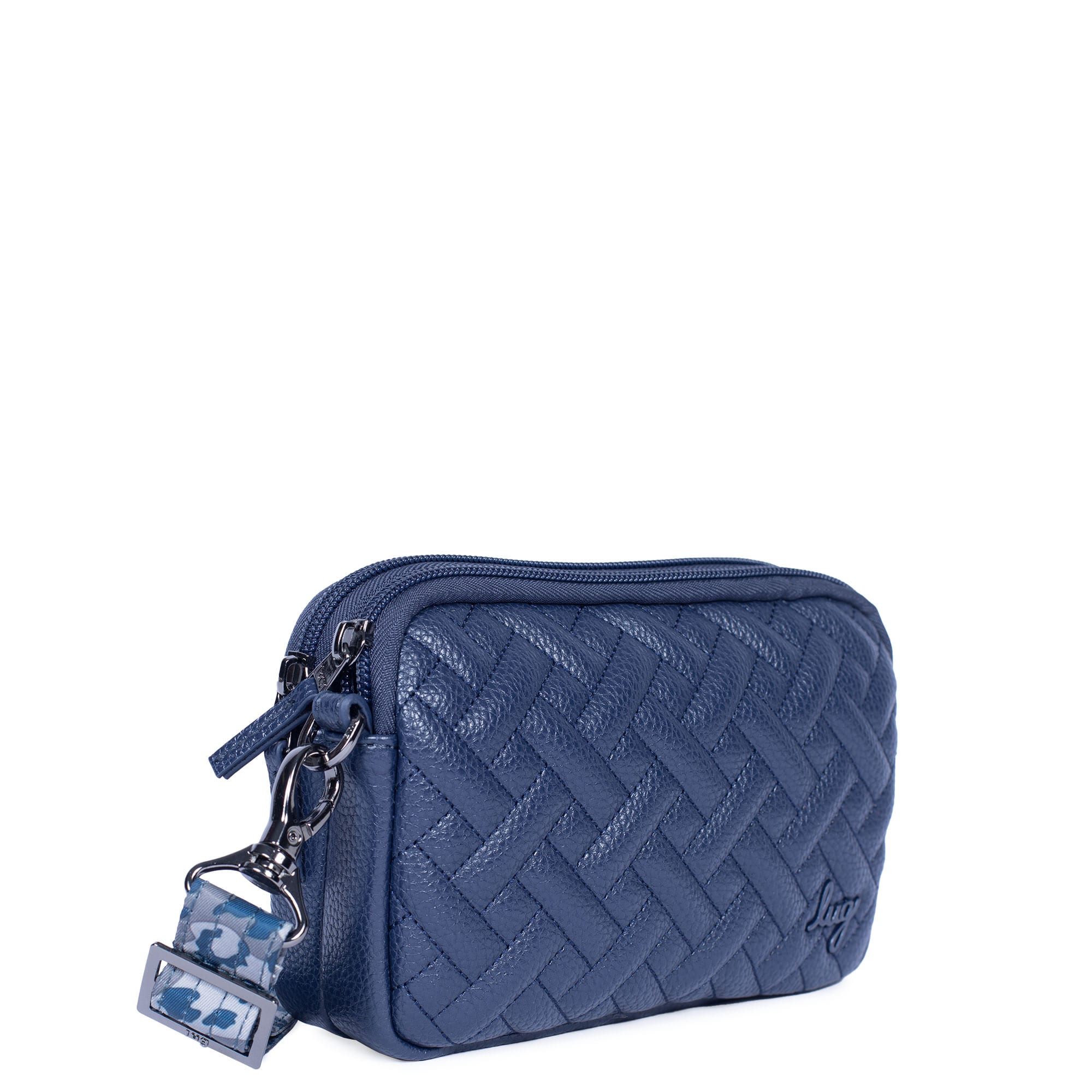 Coupe Classic VL Convertible Crossbody Bag - NAVY BLUE - CoupeVL_NavyBlueLeopardNavyStrap_02