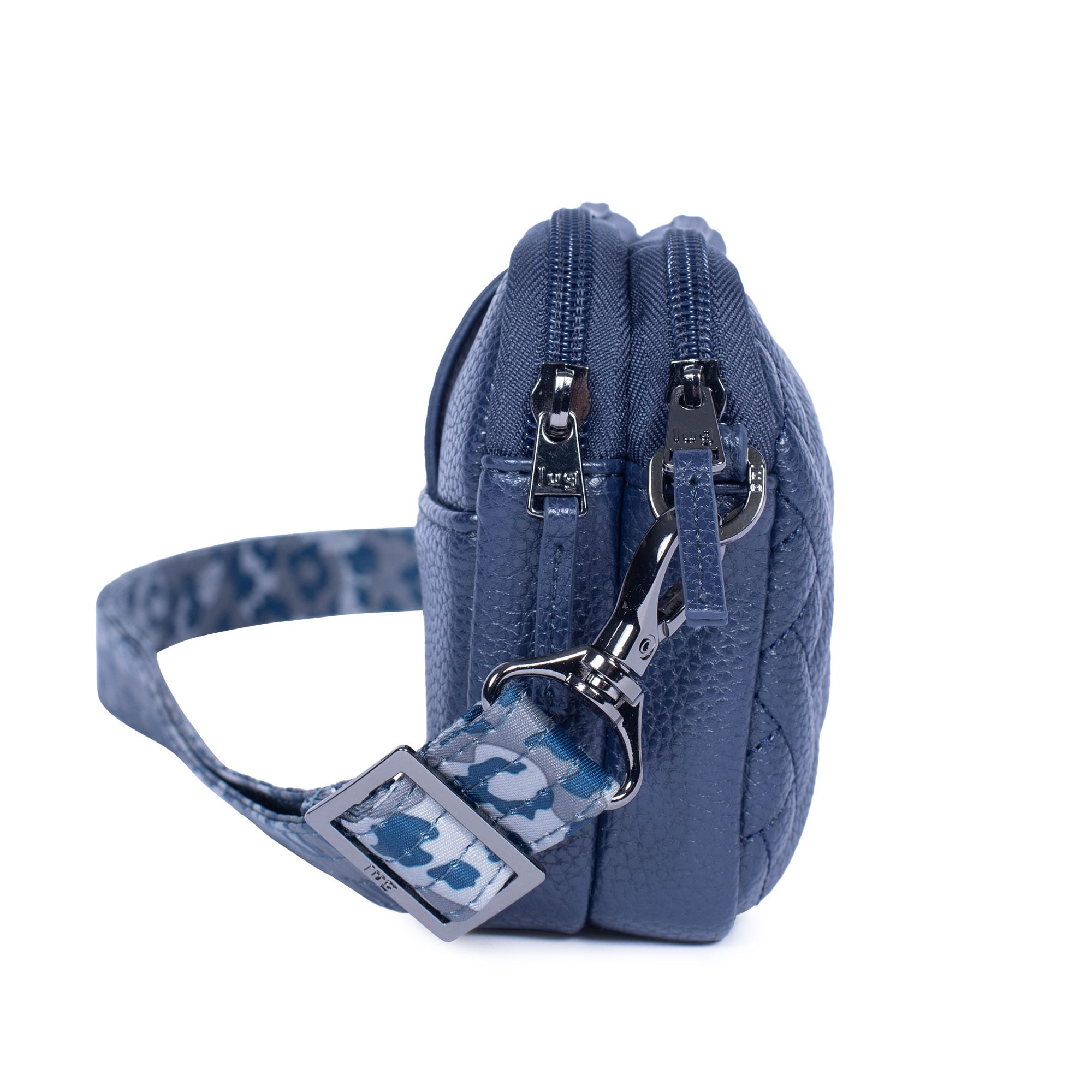 Coupe Classic VL Convertible Crossbody Bag - NAVY BLUE - CoupeVL_NavyBlueLeopardNavyStrap_03